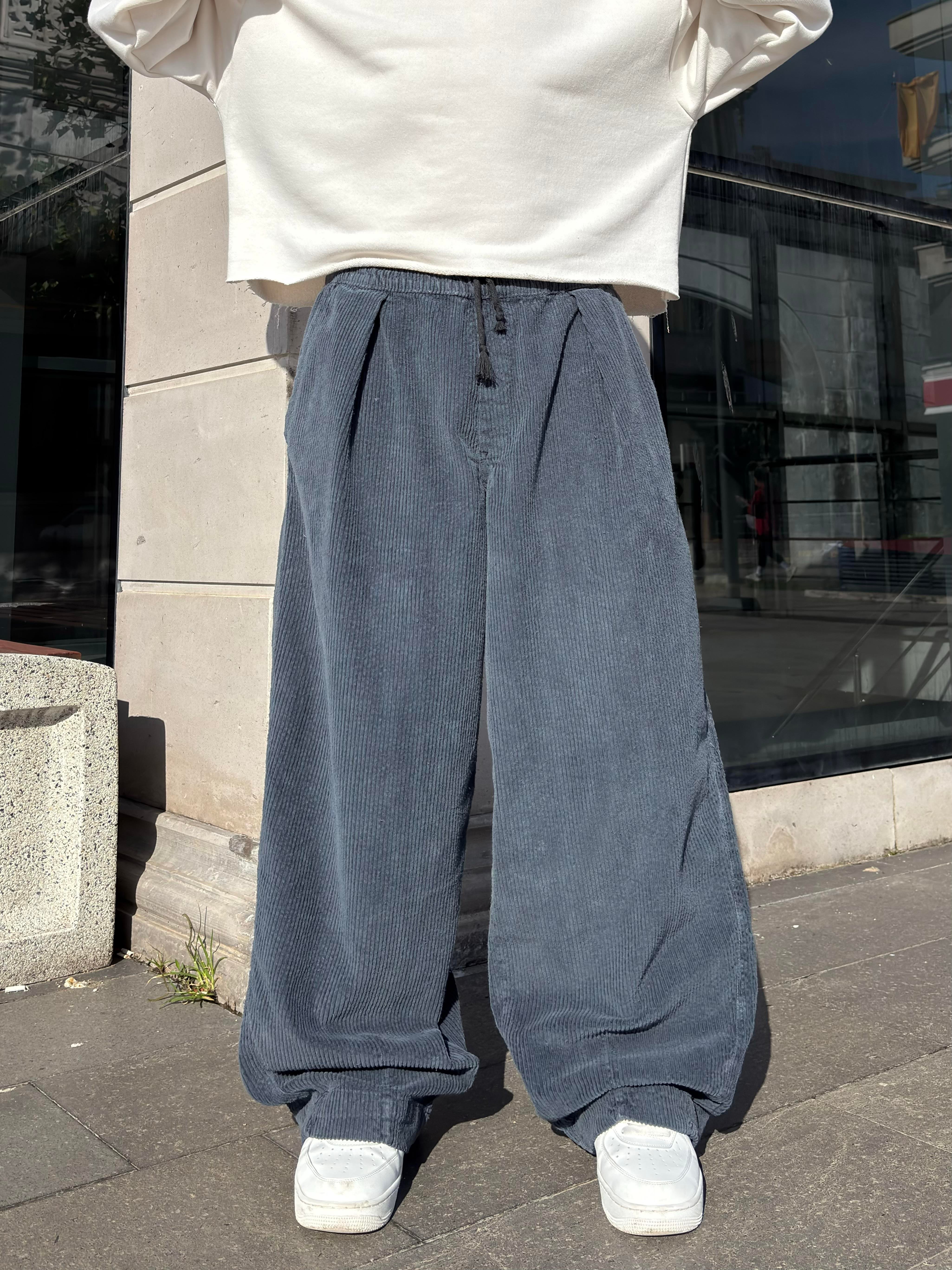 Premium Sapphire Conduroy  Baggy Pants