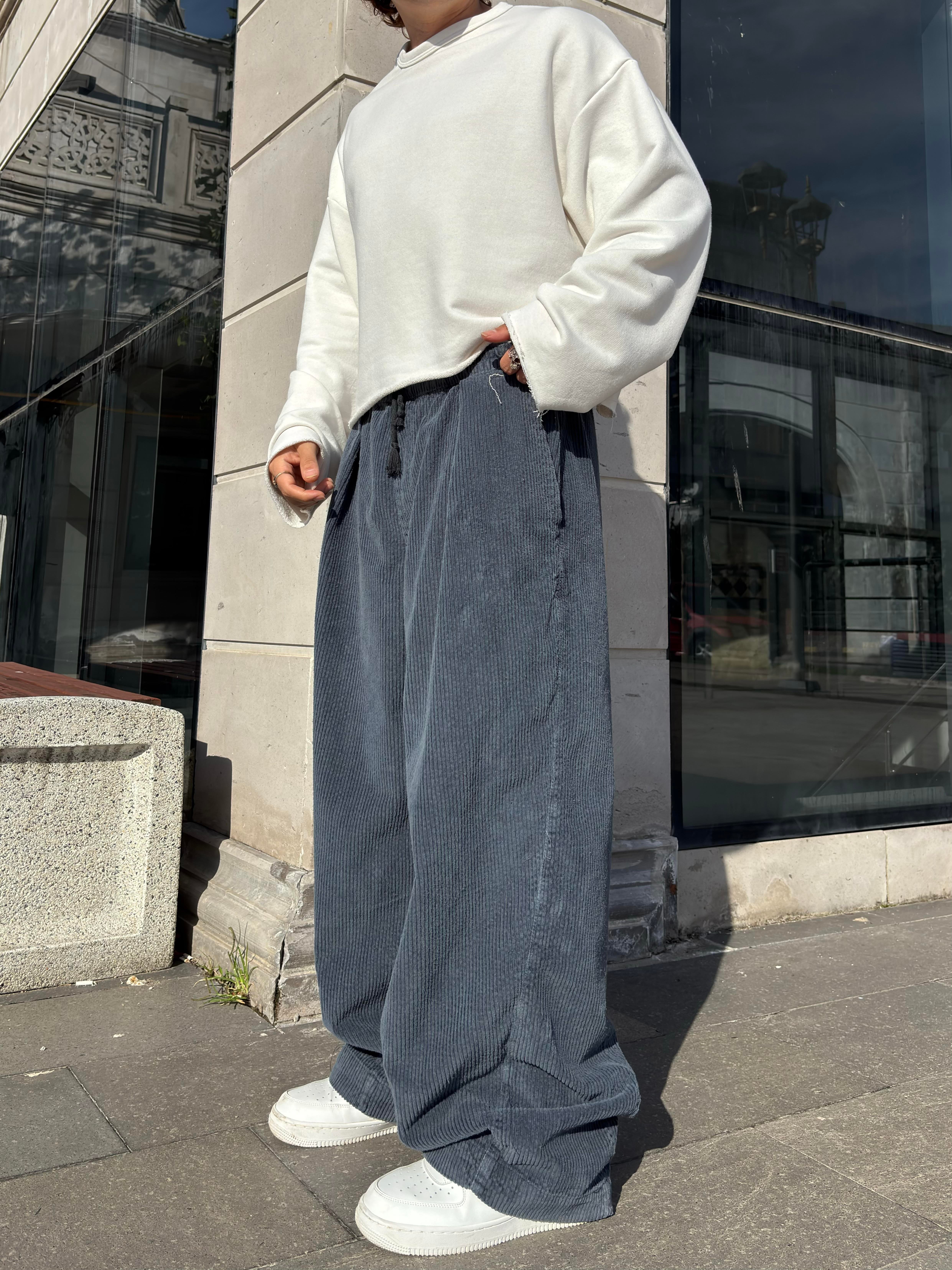 Premium Sapphire Conduroy  Baggy Pants