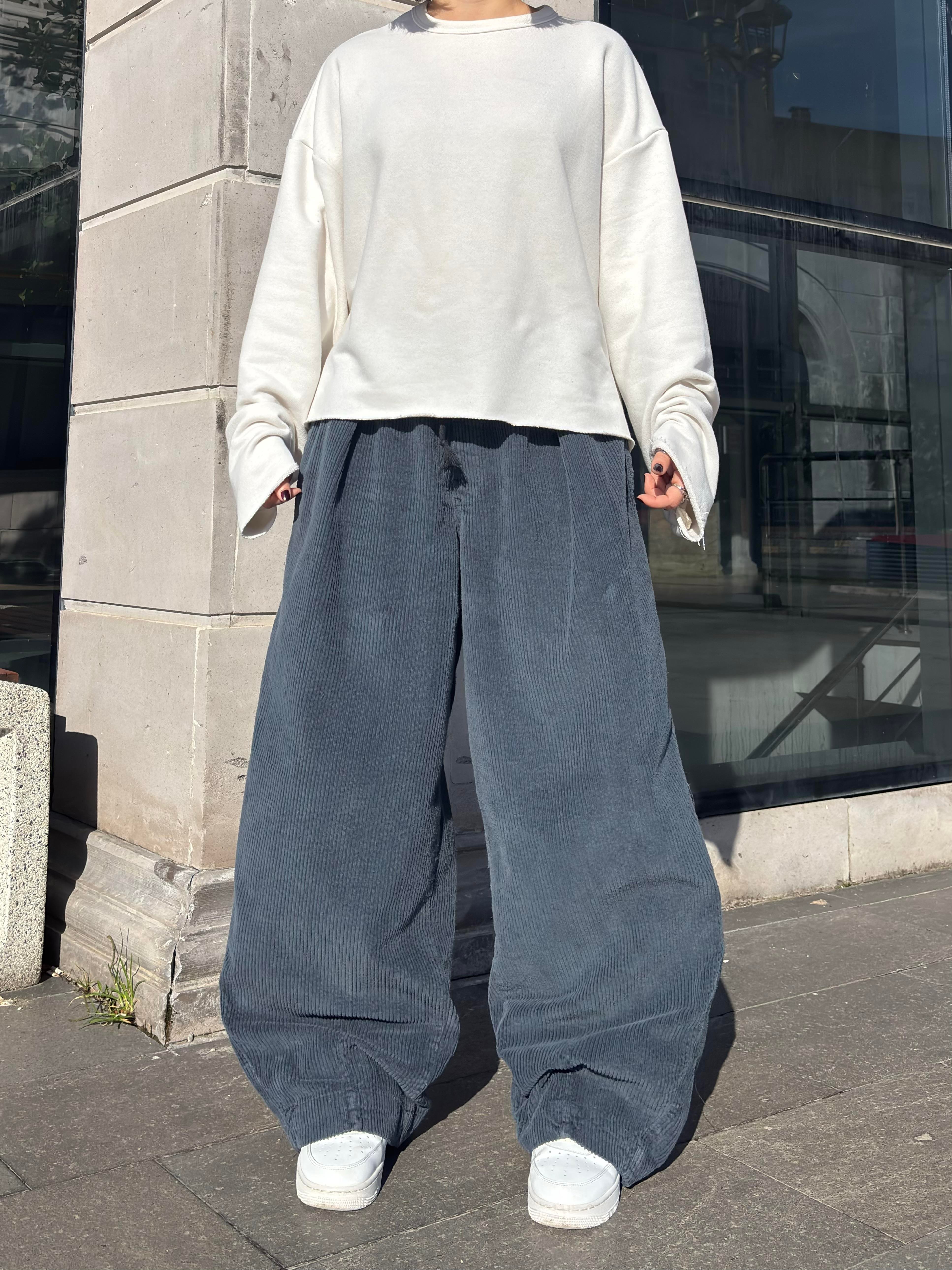 Premium Sapphire Conduroy  Baggy Pants