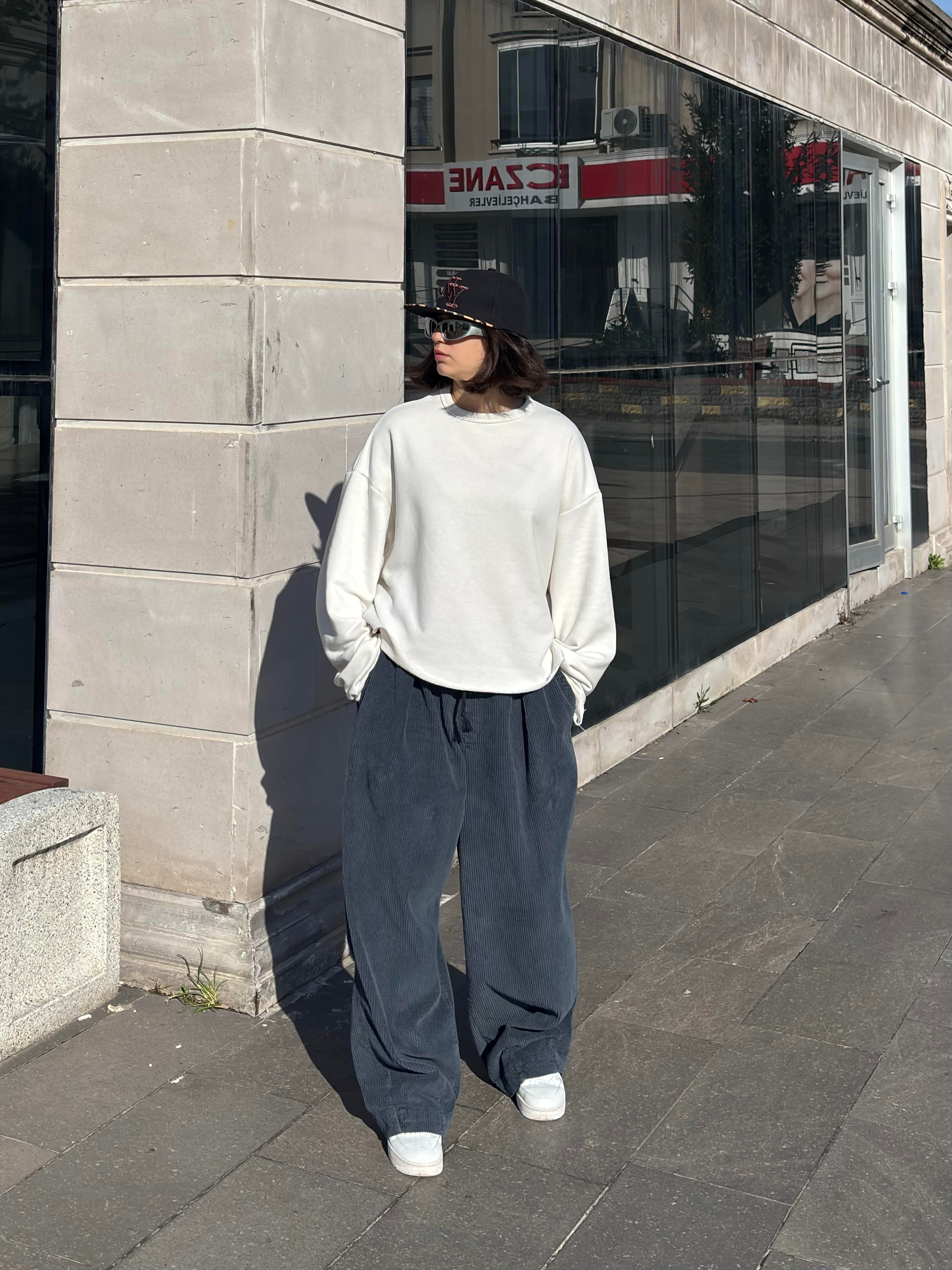 Premium Sapphire Conduroy  Baggy Pants