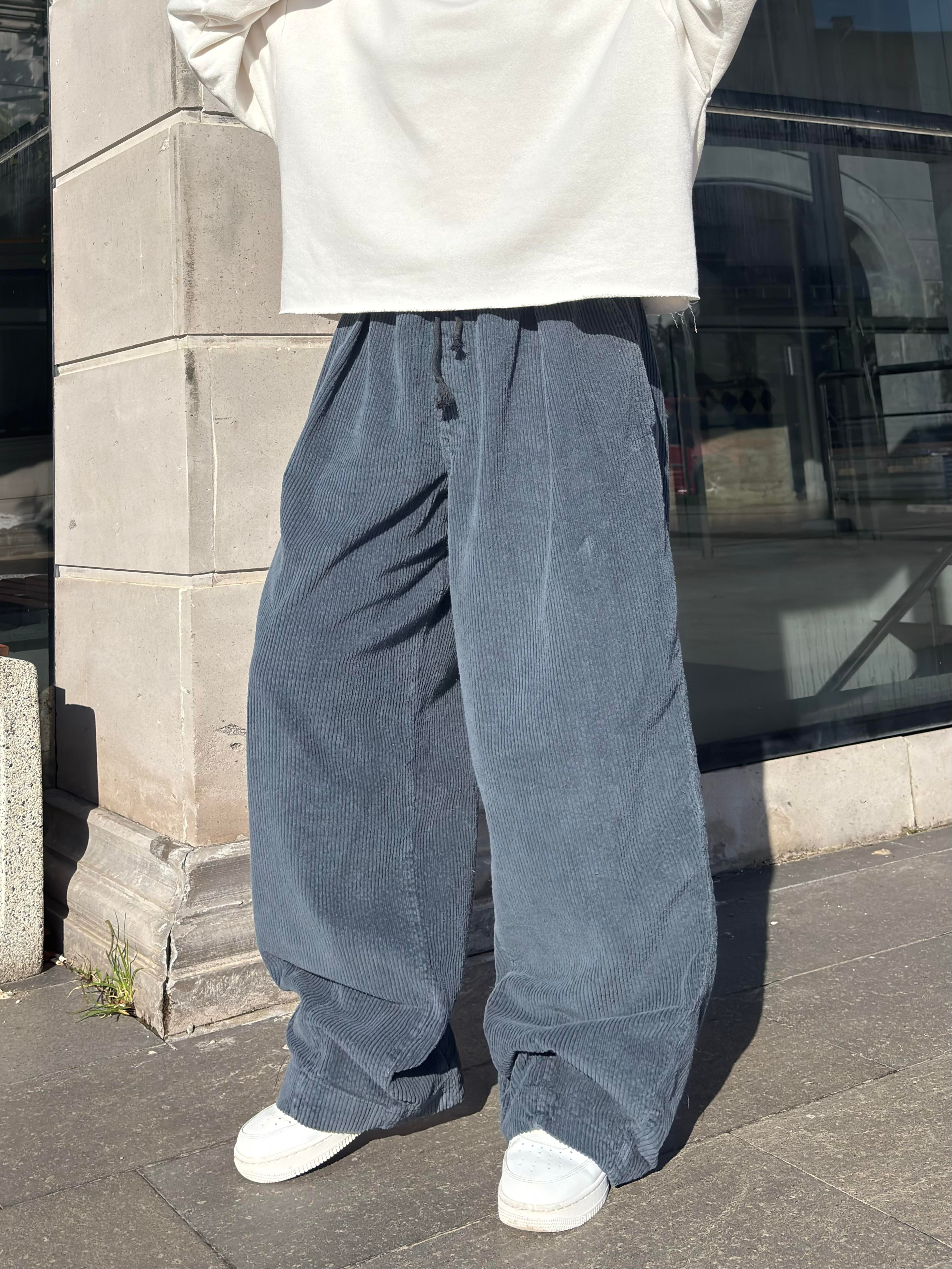 Premium Sapphire Conduroy  Baggy Pants