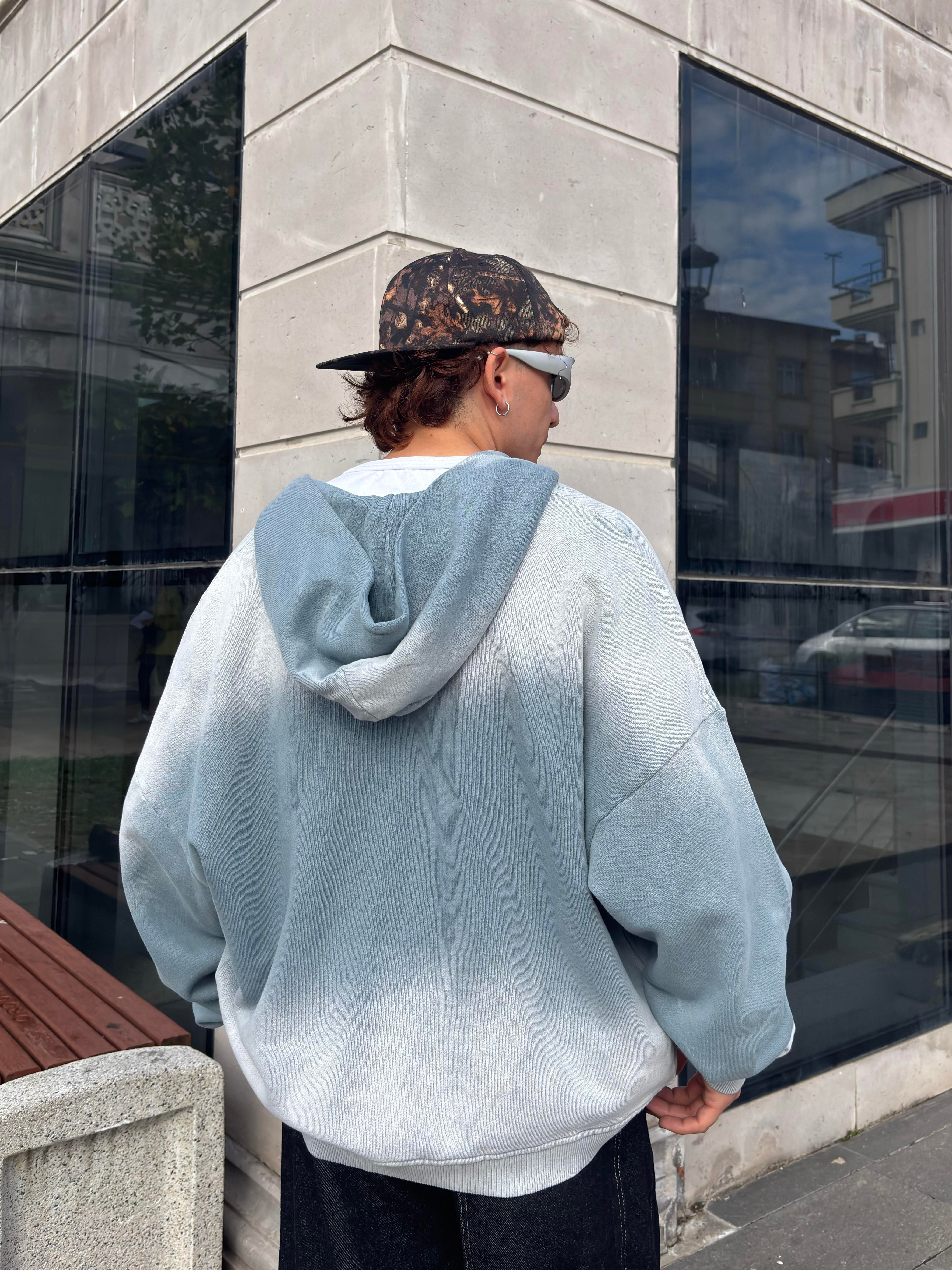 Premium Shark Grey Faded Zip Hoodie