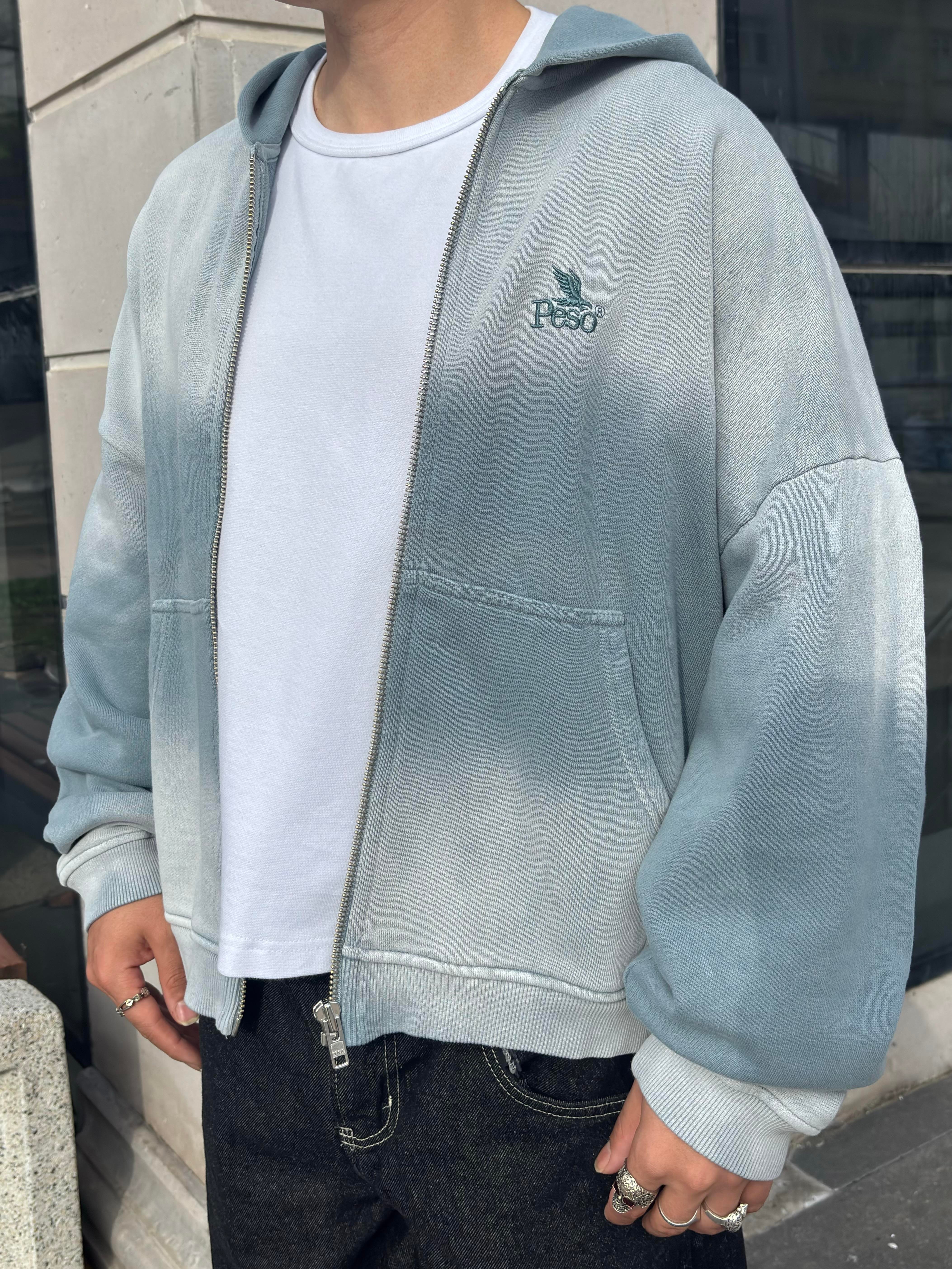 Premium Shark Grey Faded Zip Hoodie