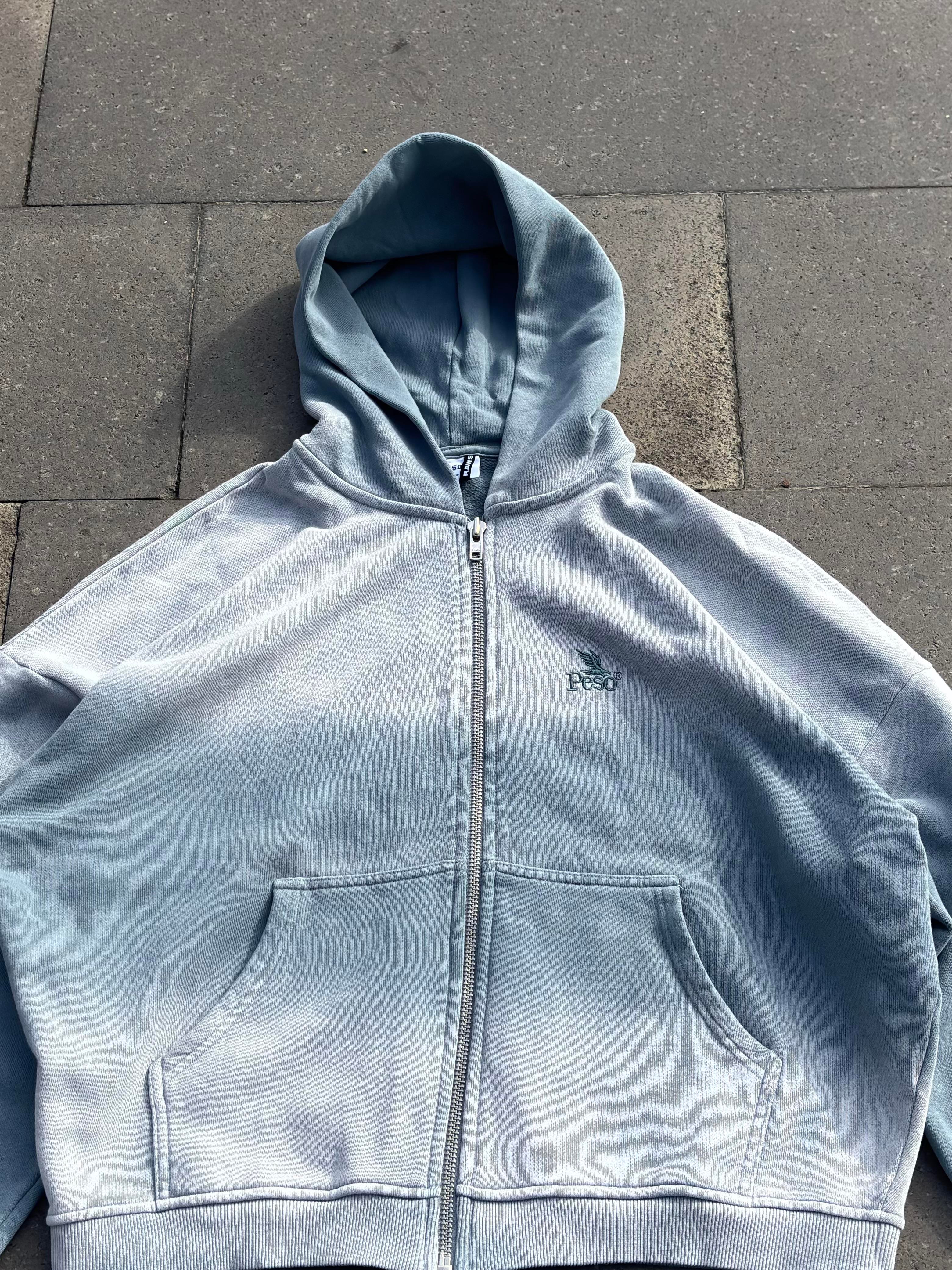 Premium Shark Grey Faded Zip Hoodie