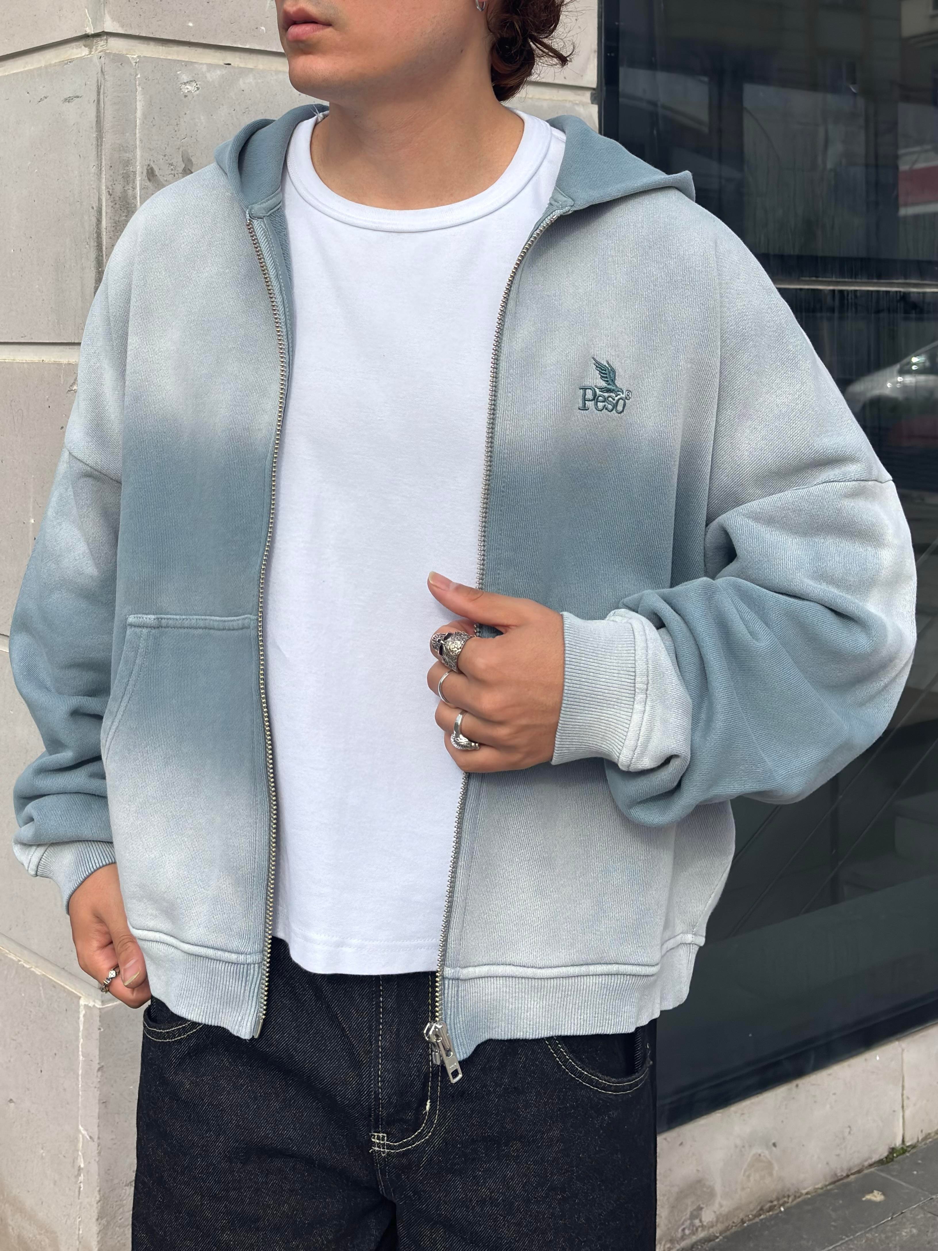 Premium Shark Grey Faded Zip Hoodie