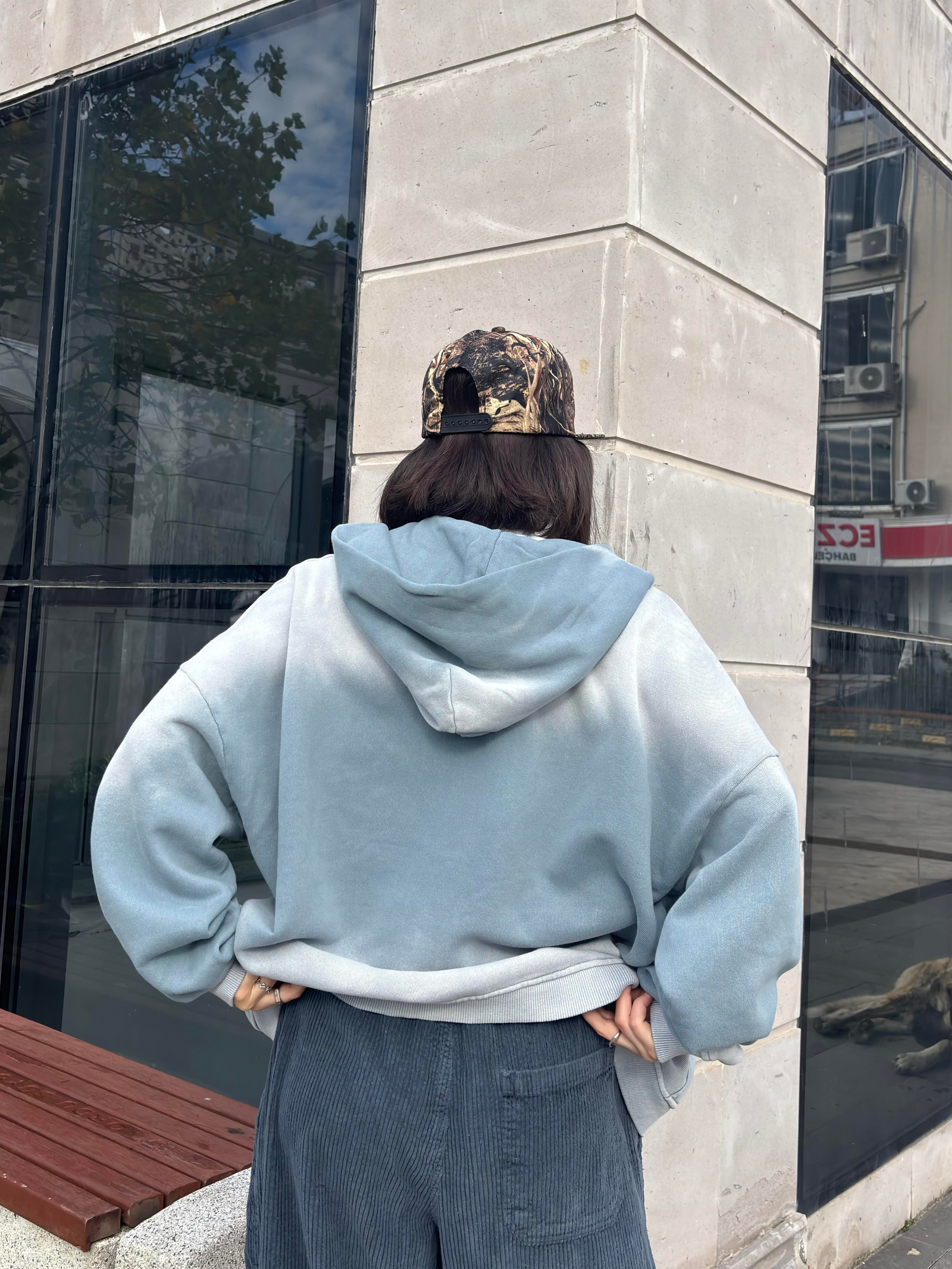 Premium Shark Grey Faded Zip Hoodie
