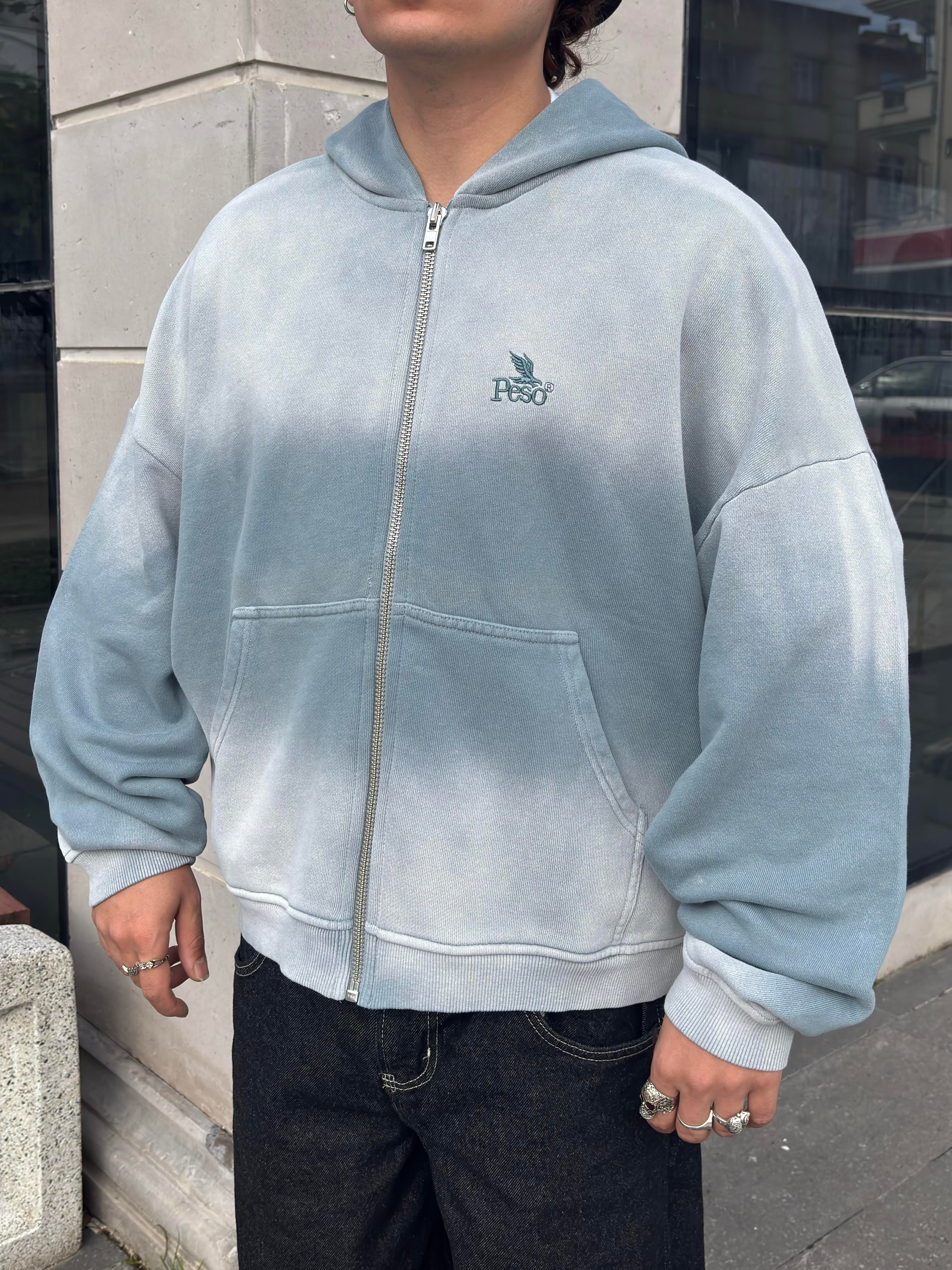 Premium Shark Grey Faded Zip Hoodie