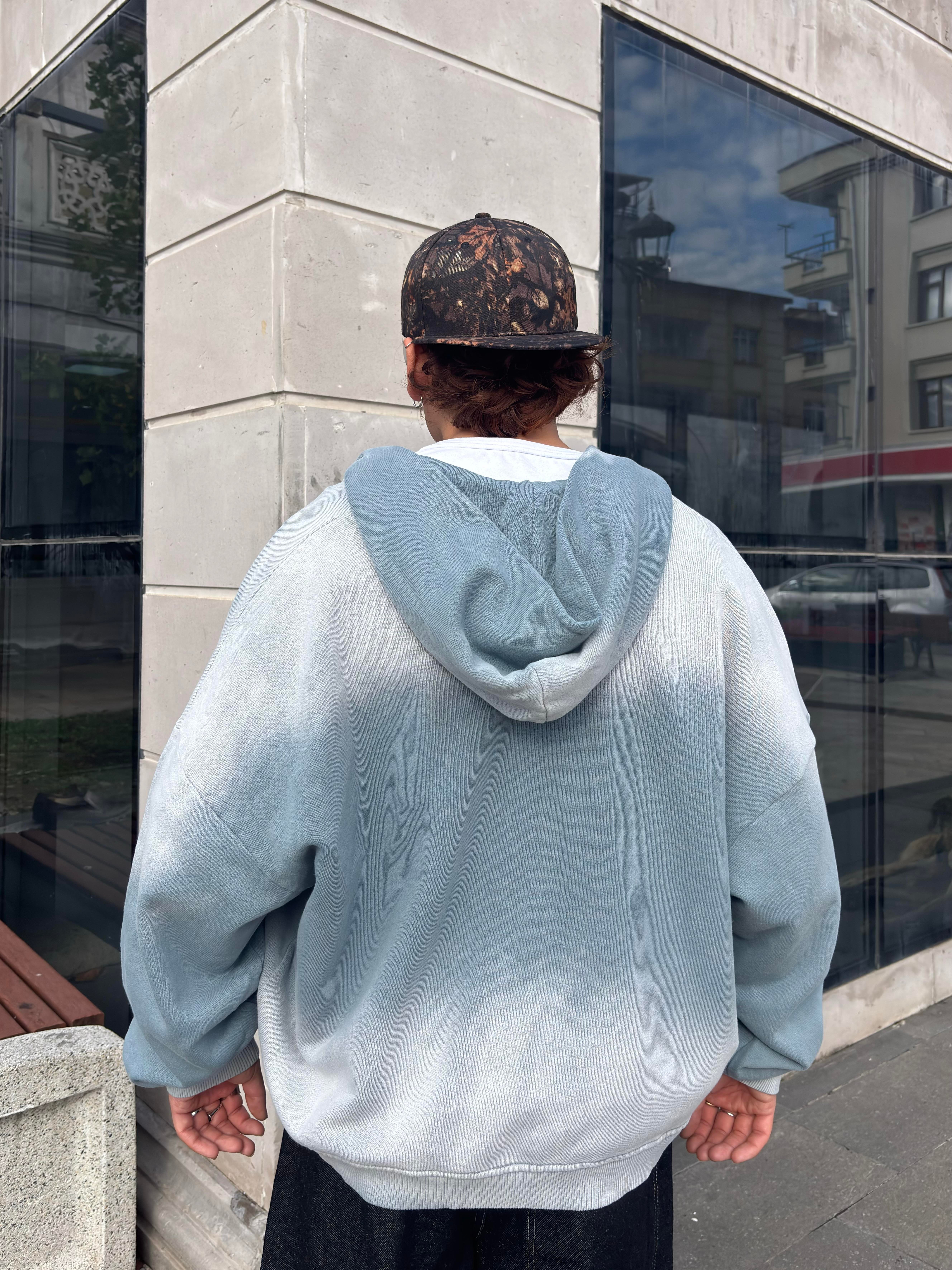 Premium Shark Grey Faded Zip Hoodie