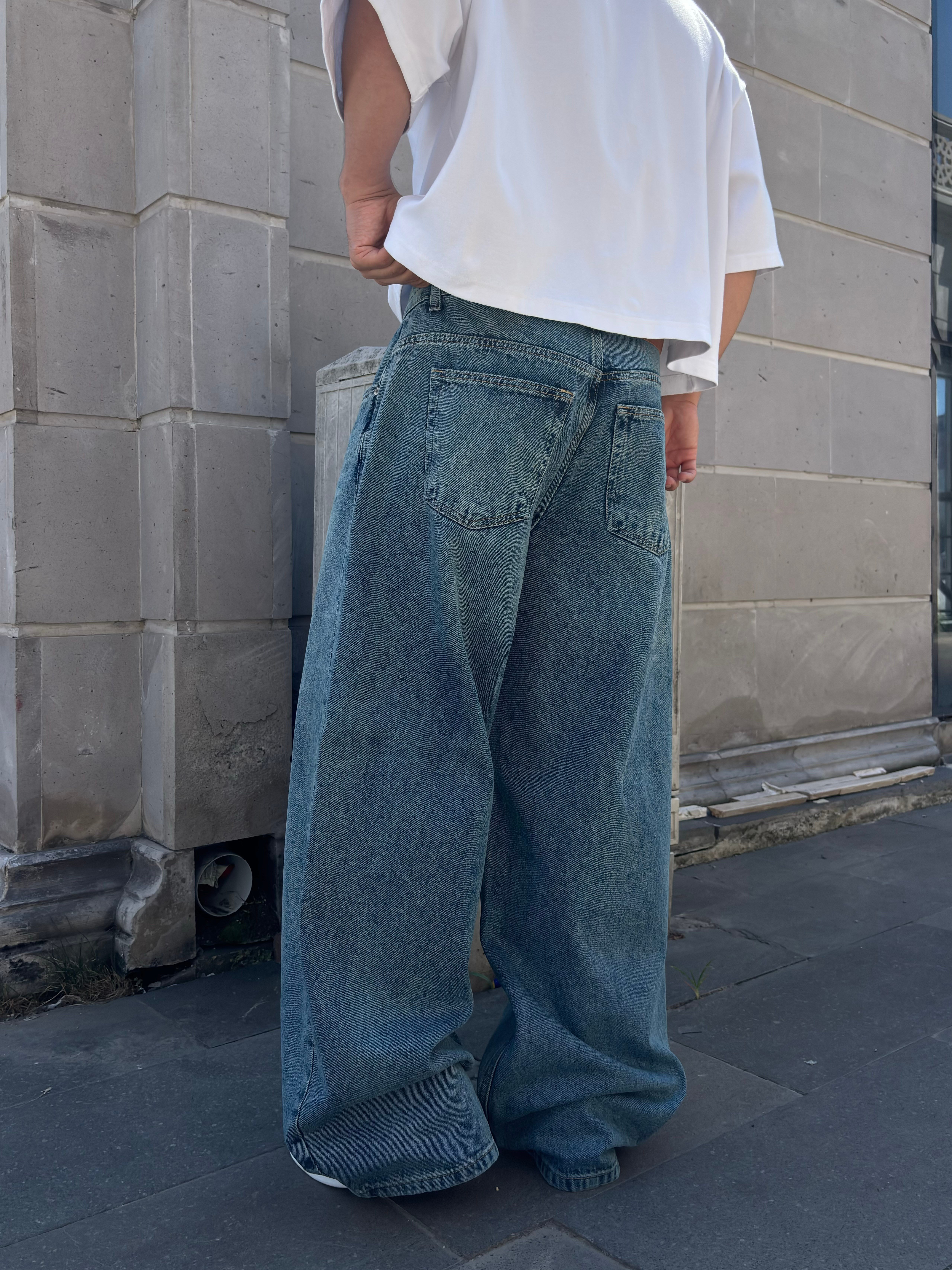 Premium Sky Fade -Blue Eskitmeli Ultra Baggy Jean