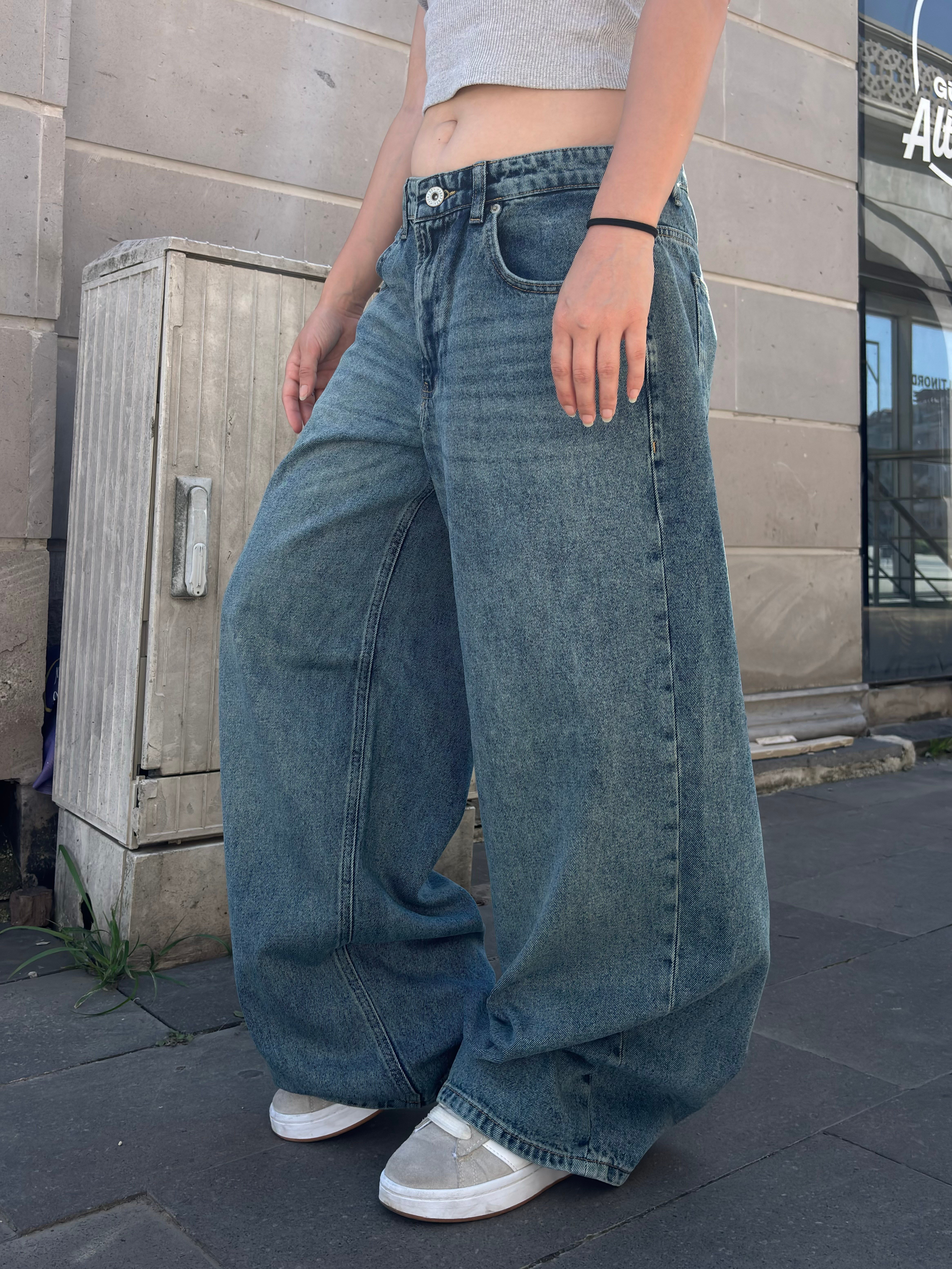 Premium Sky Fade -Blue Eskitmeli Ultra Baggy Jean
