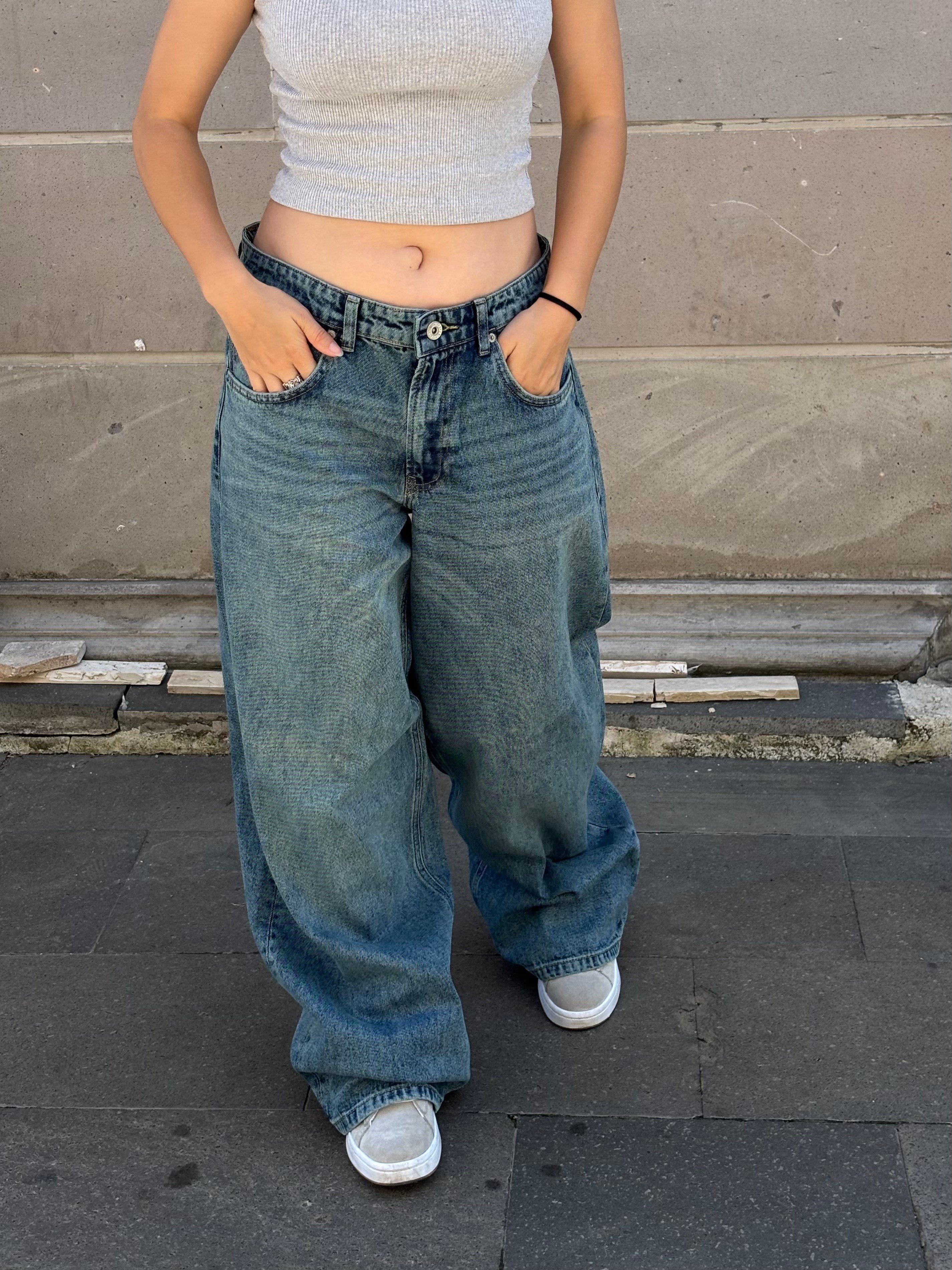 Premium Sky Fade -Blue Eskitmeli Ultra Baggy Jean