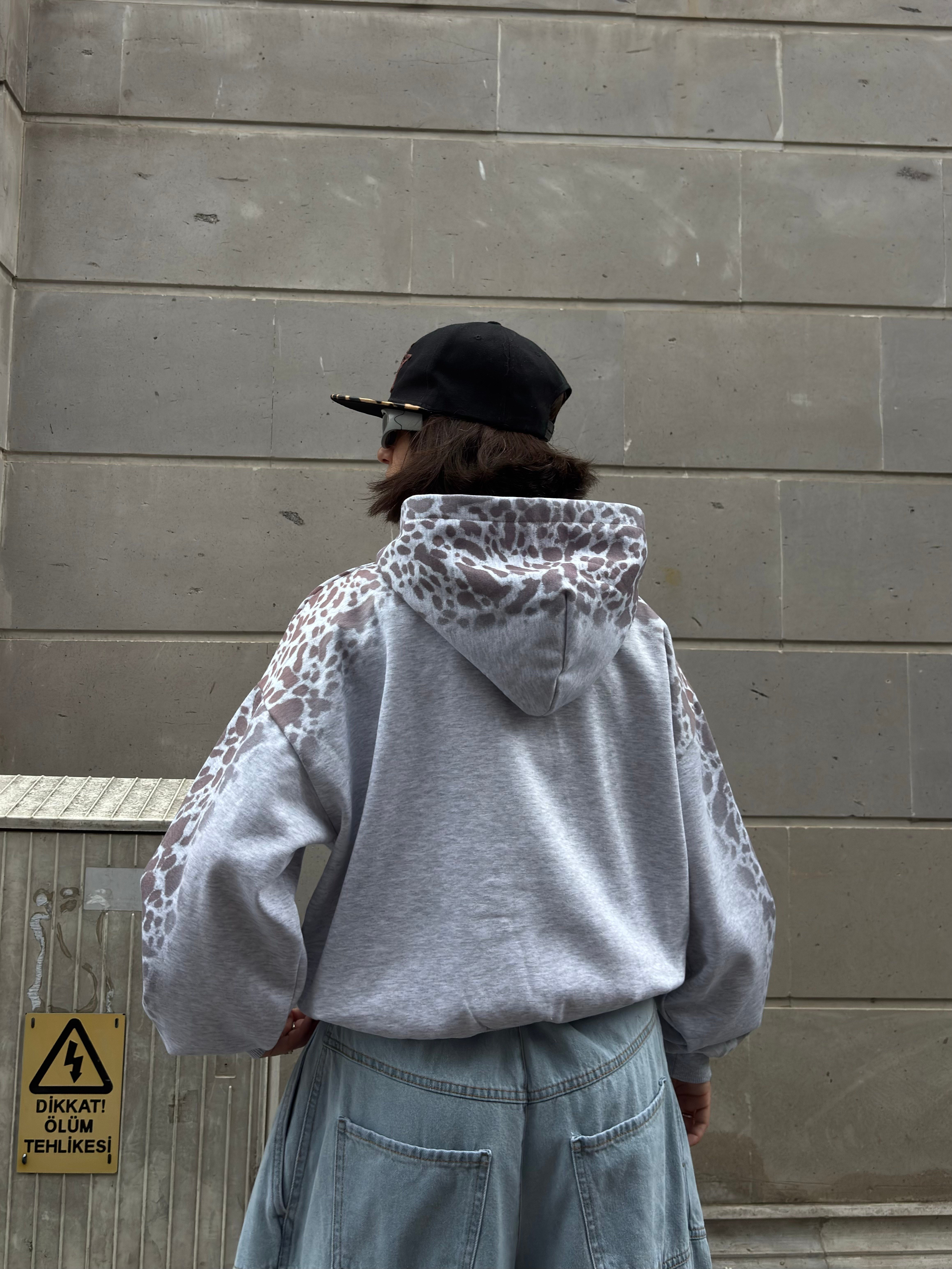 Premium Stone Vein Camo Zip Boxy Fit  Hoodie
