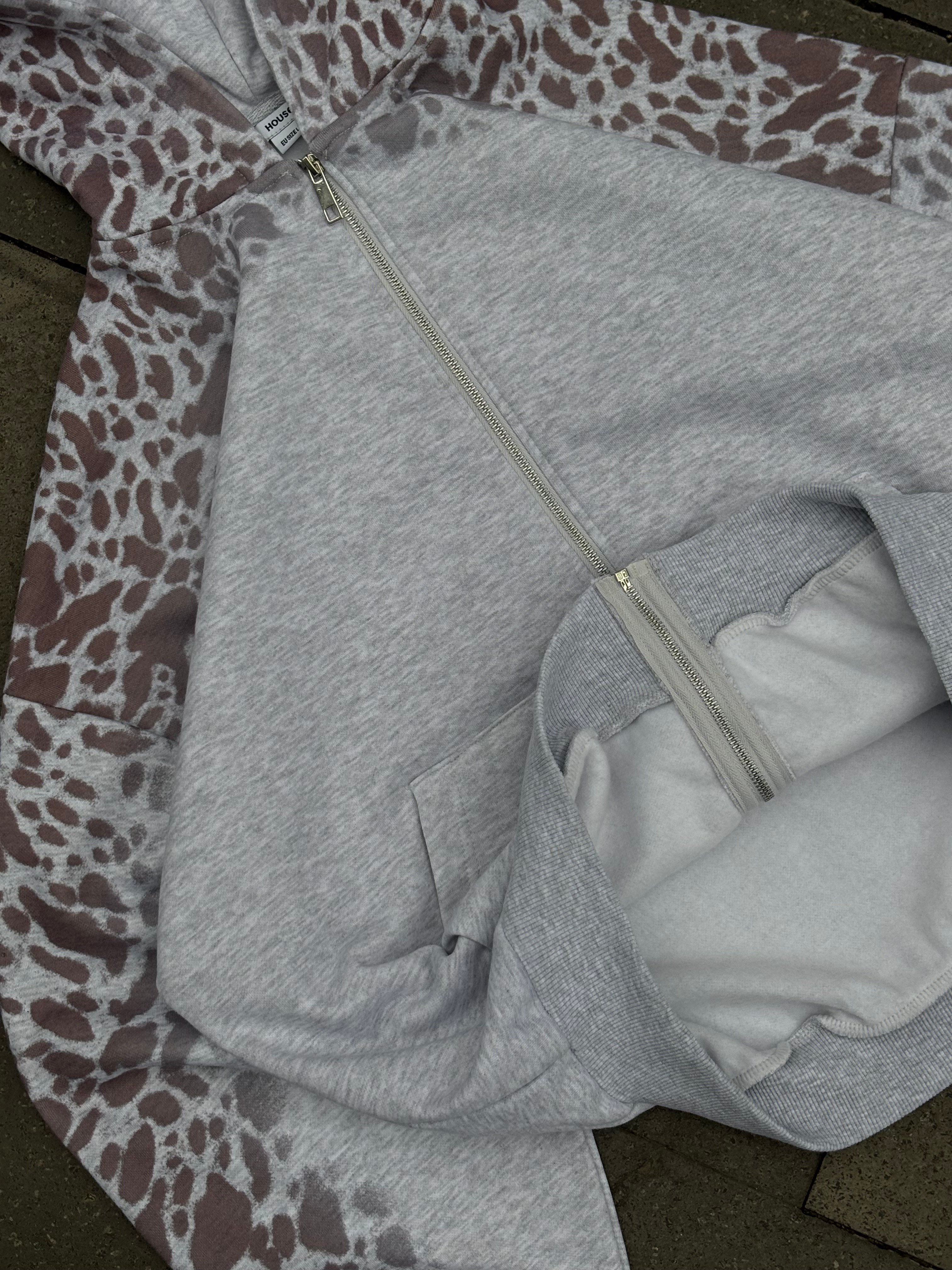 Premium Stone Vein Camo Zip Boxy Fit  Hoodie