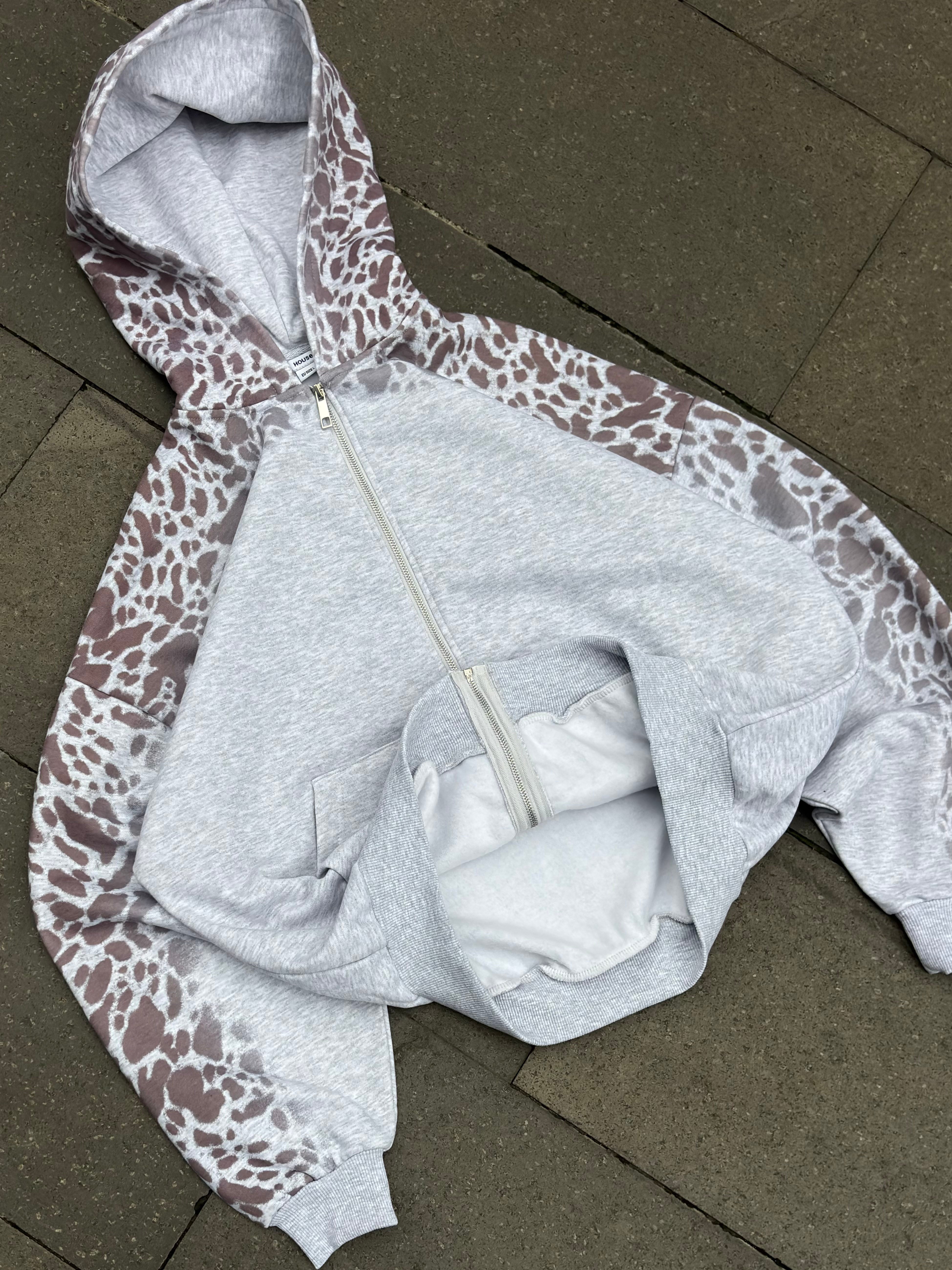 Premium Stone Vein Camo Zip Boxy Fit  Hoodie