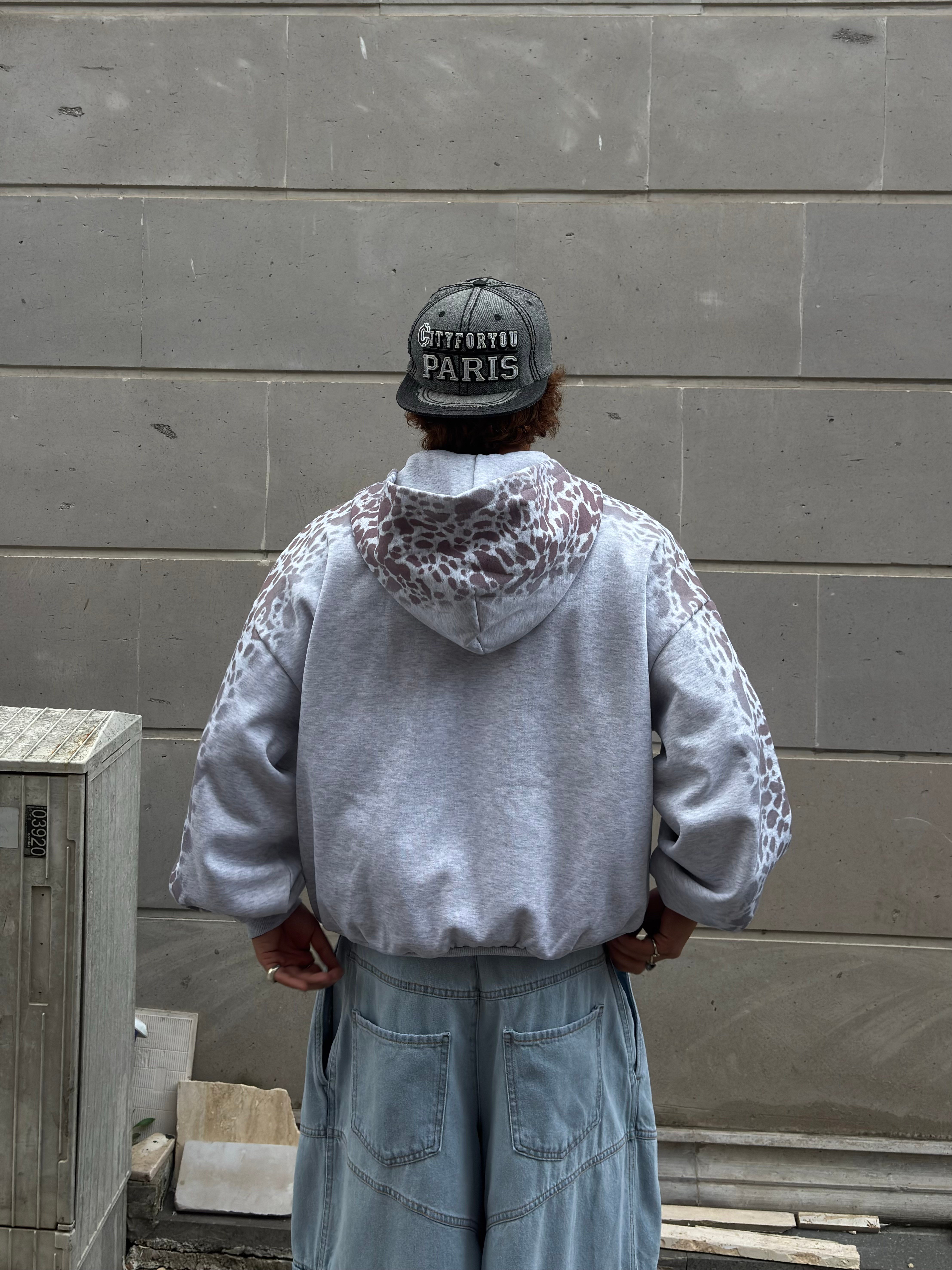 Premium Stone Vein Camo Zip Boxy Fit  Hoodie