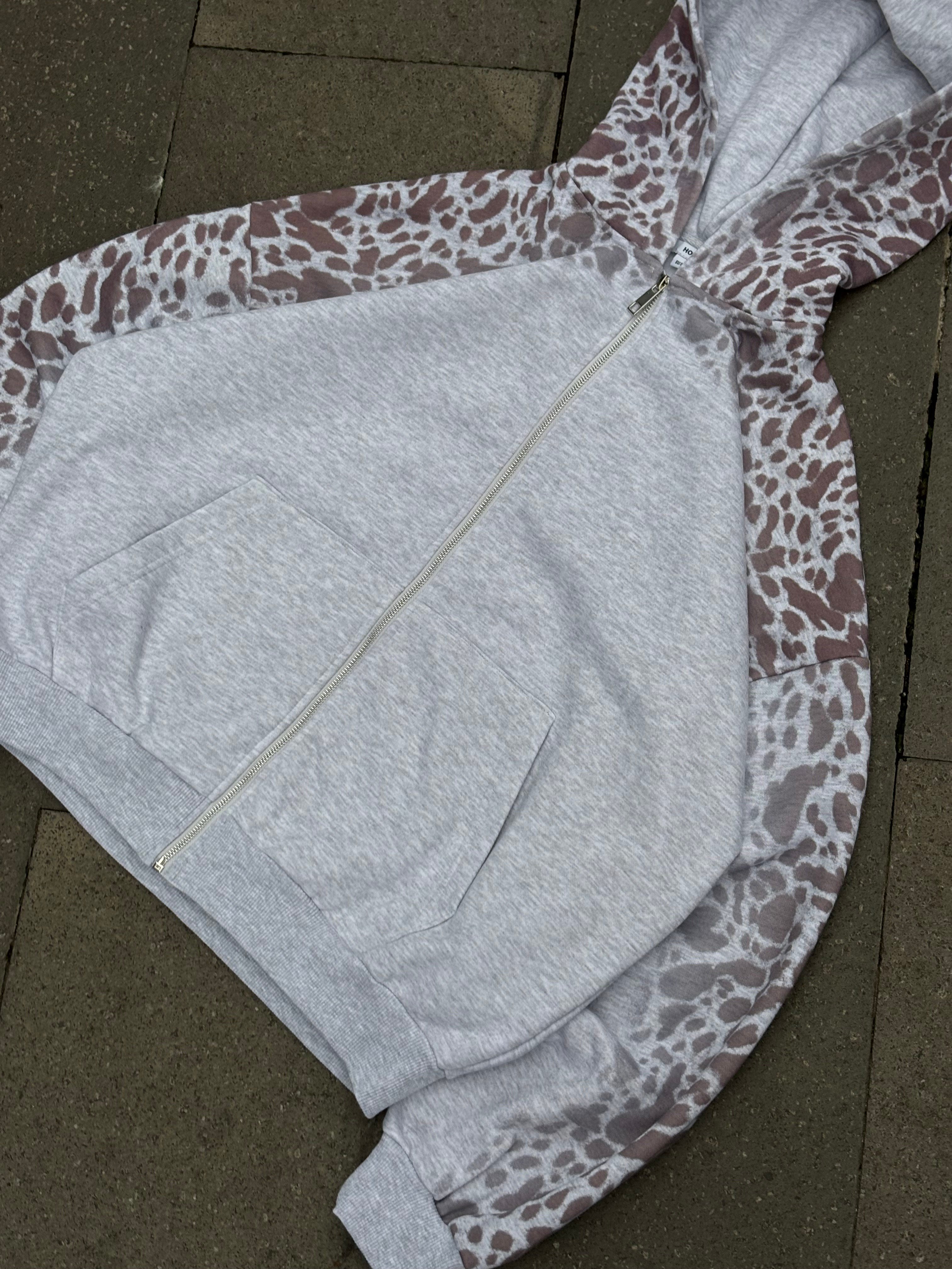 Premium Stone Vein Camo Zip Boxy Fit  Hoodie