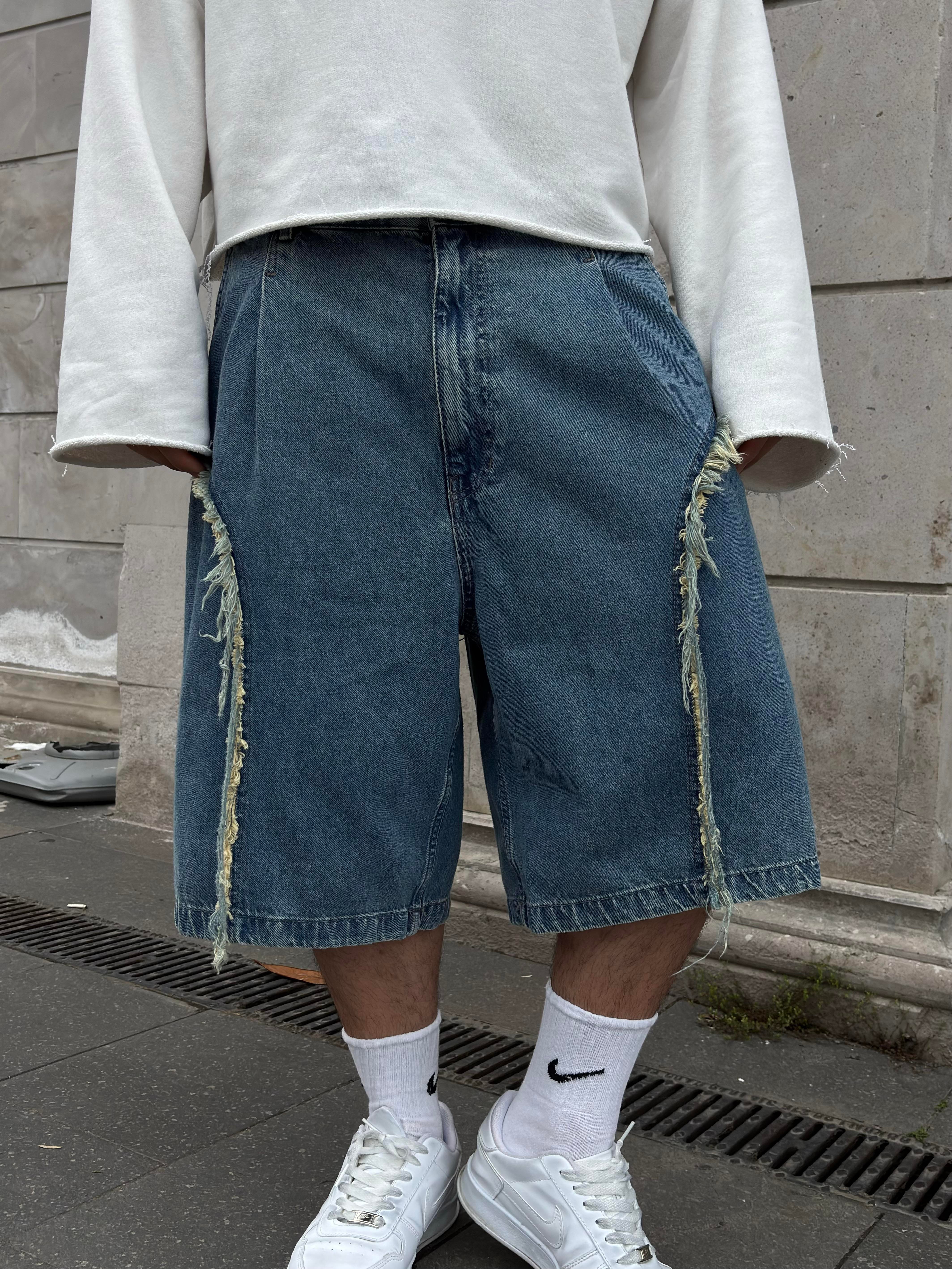 Premium Strip Tassel Denim Jorts