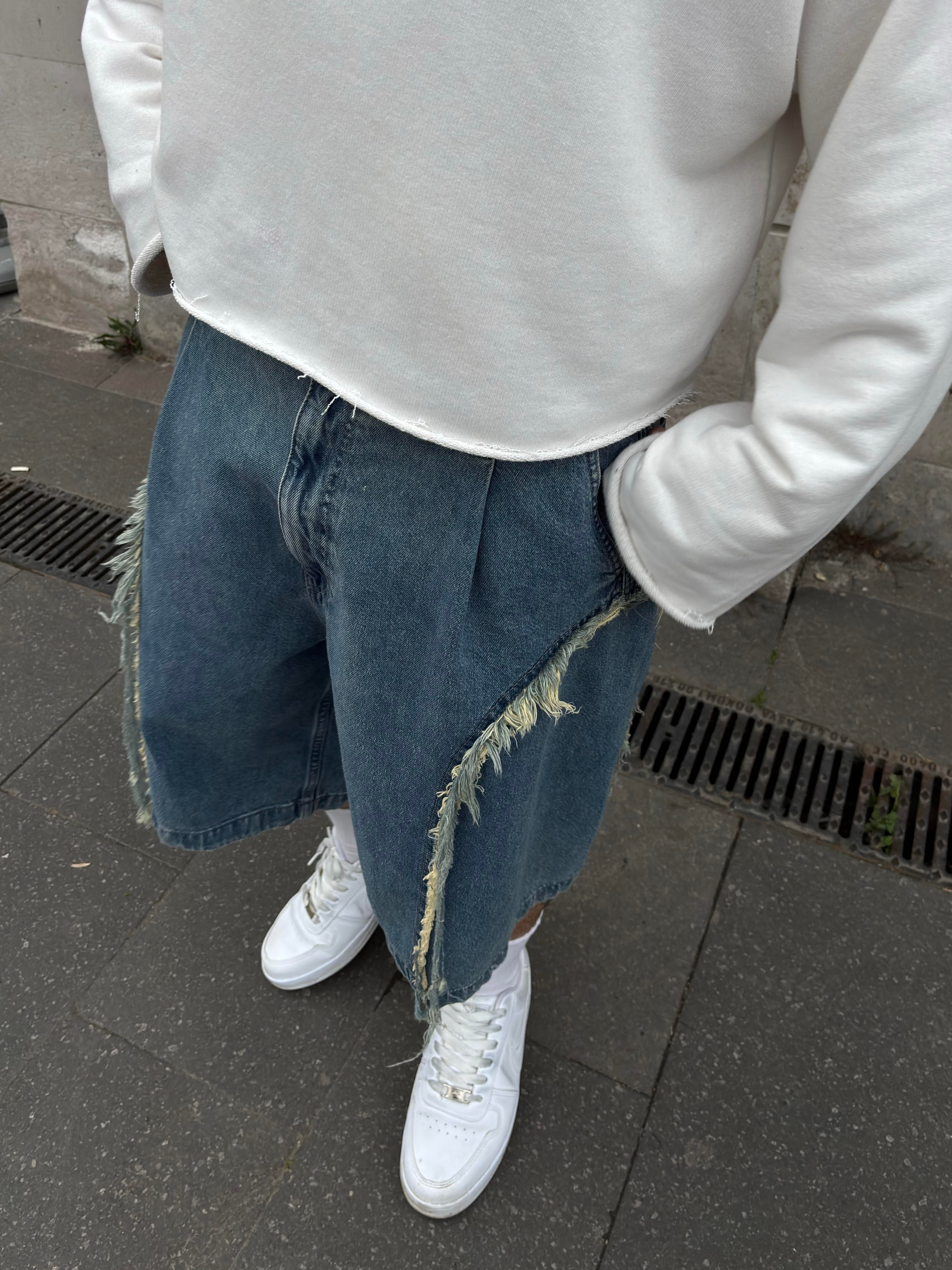 Premium Strip Tassel Denim Jorts