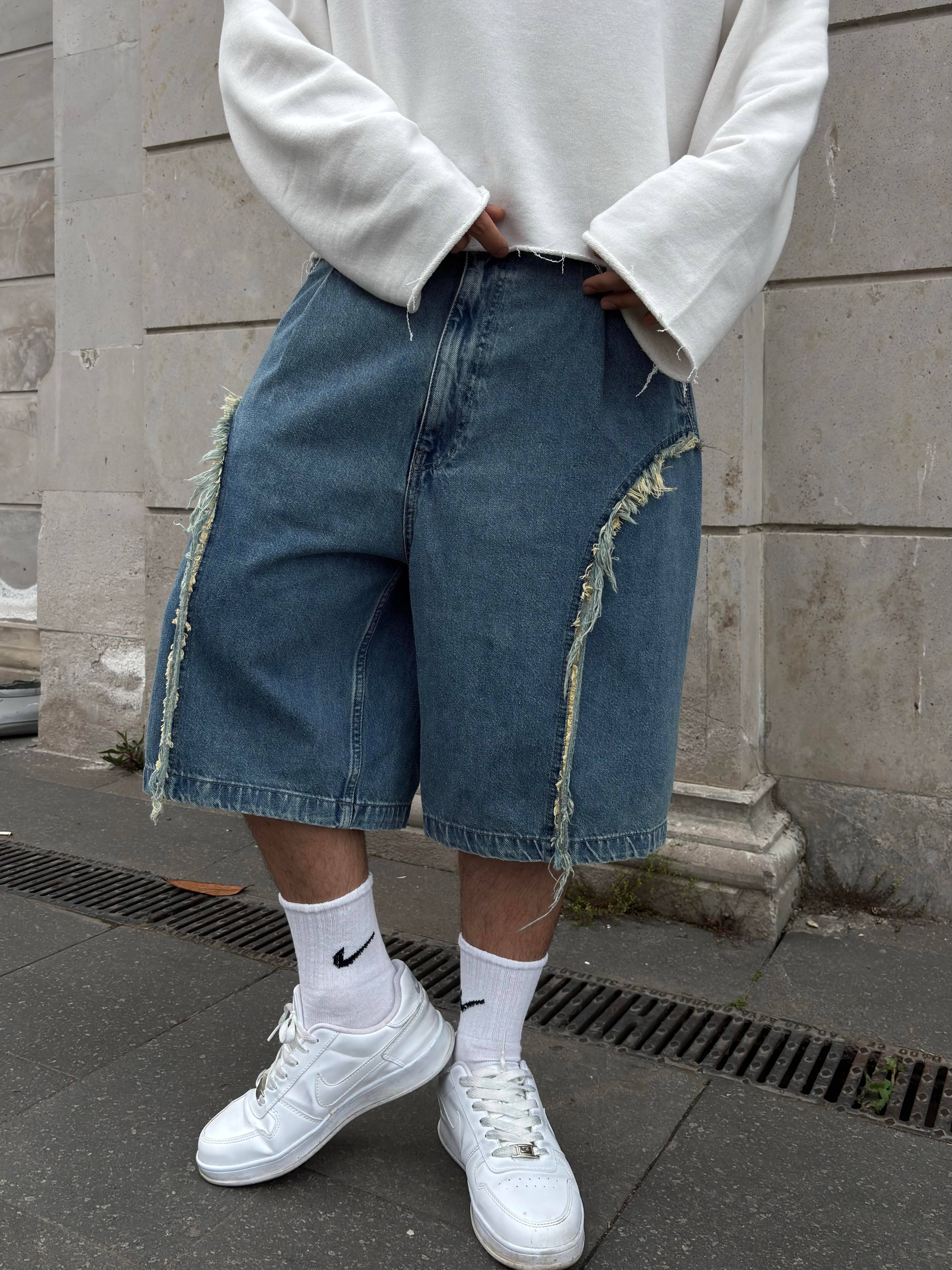 Premium Strip Tassel Denim Jorts