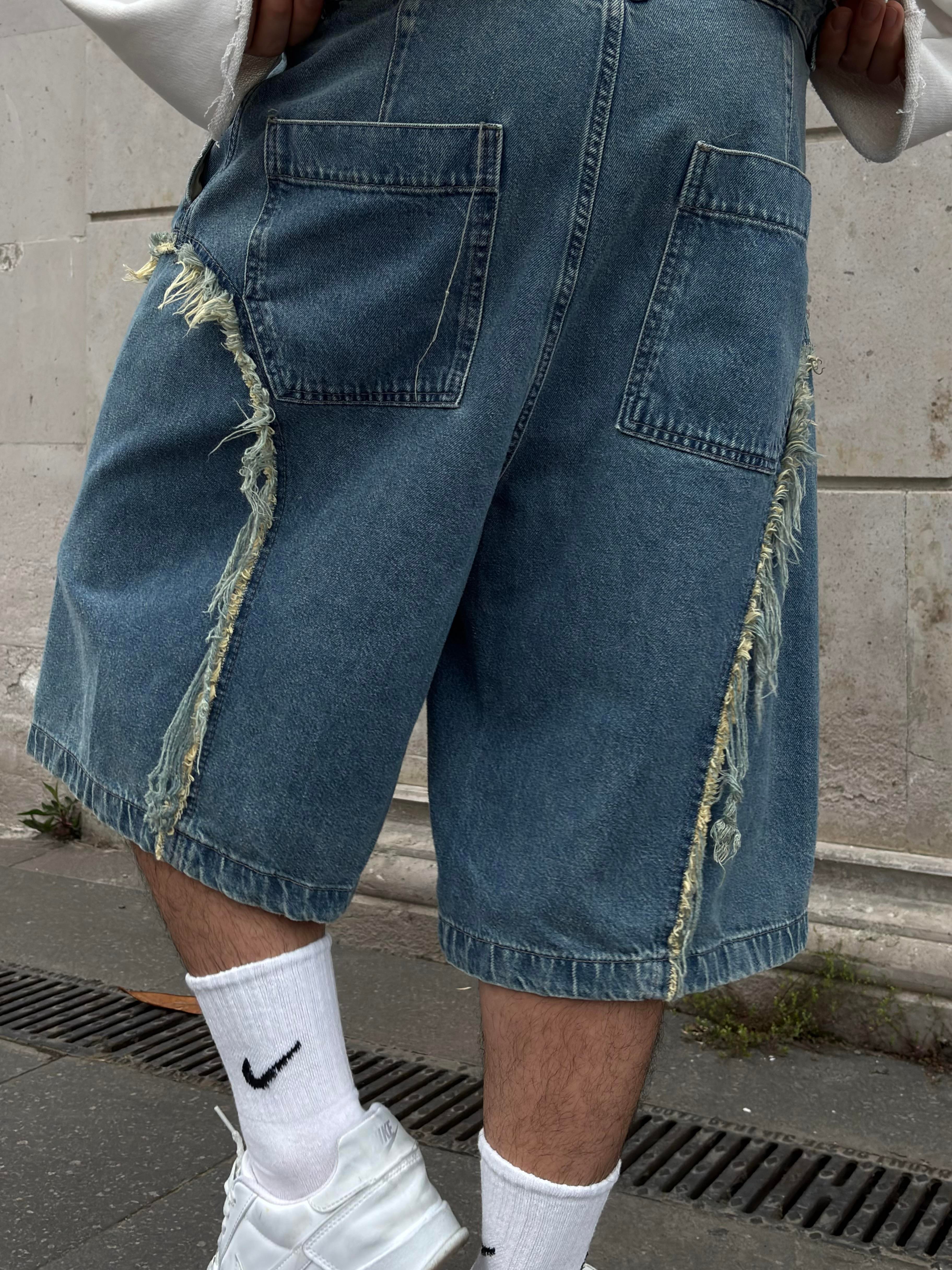 Premium Strip Tassel Denim Jorts