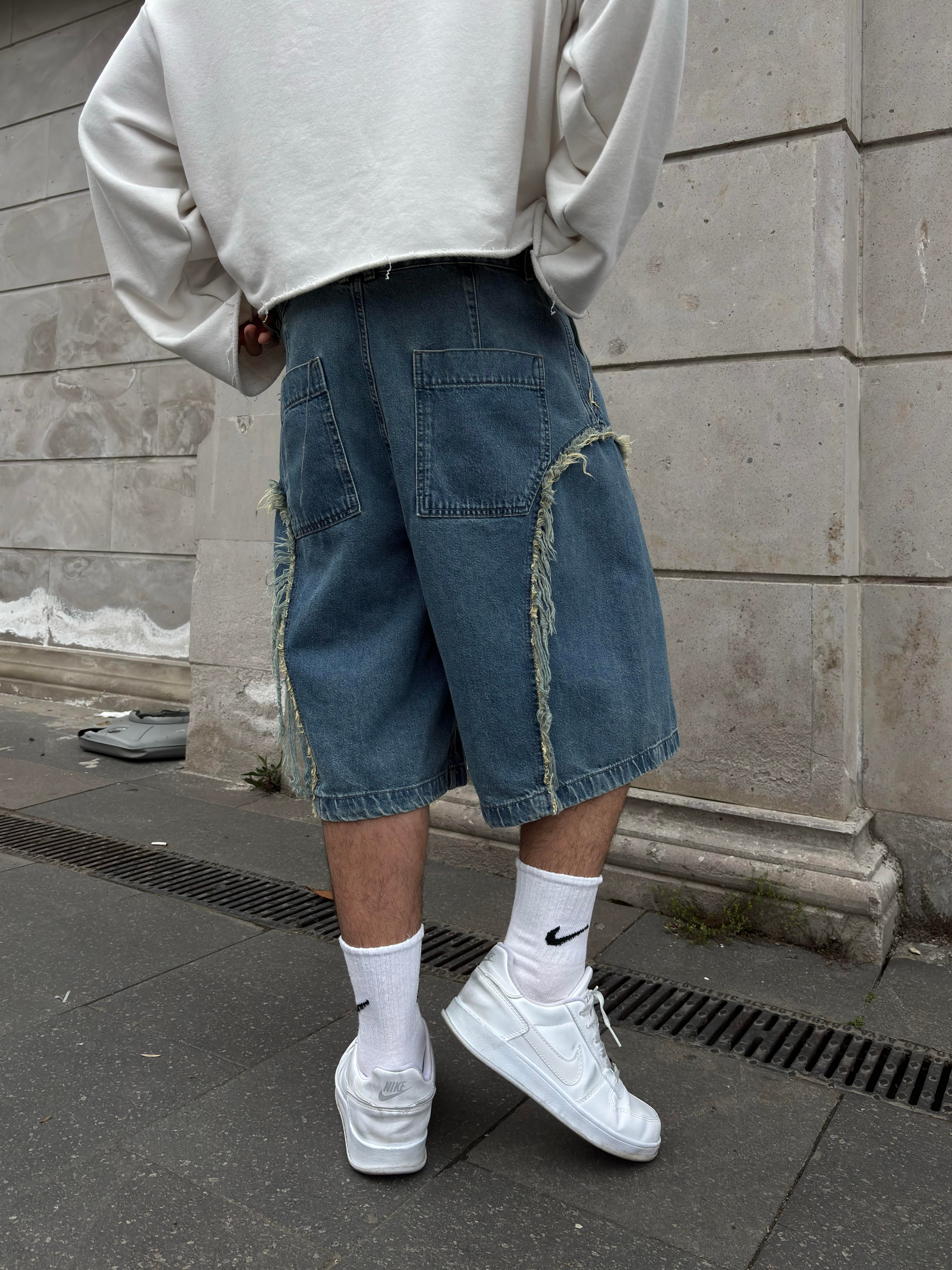Premium Strip Tassel Denim Jorts