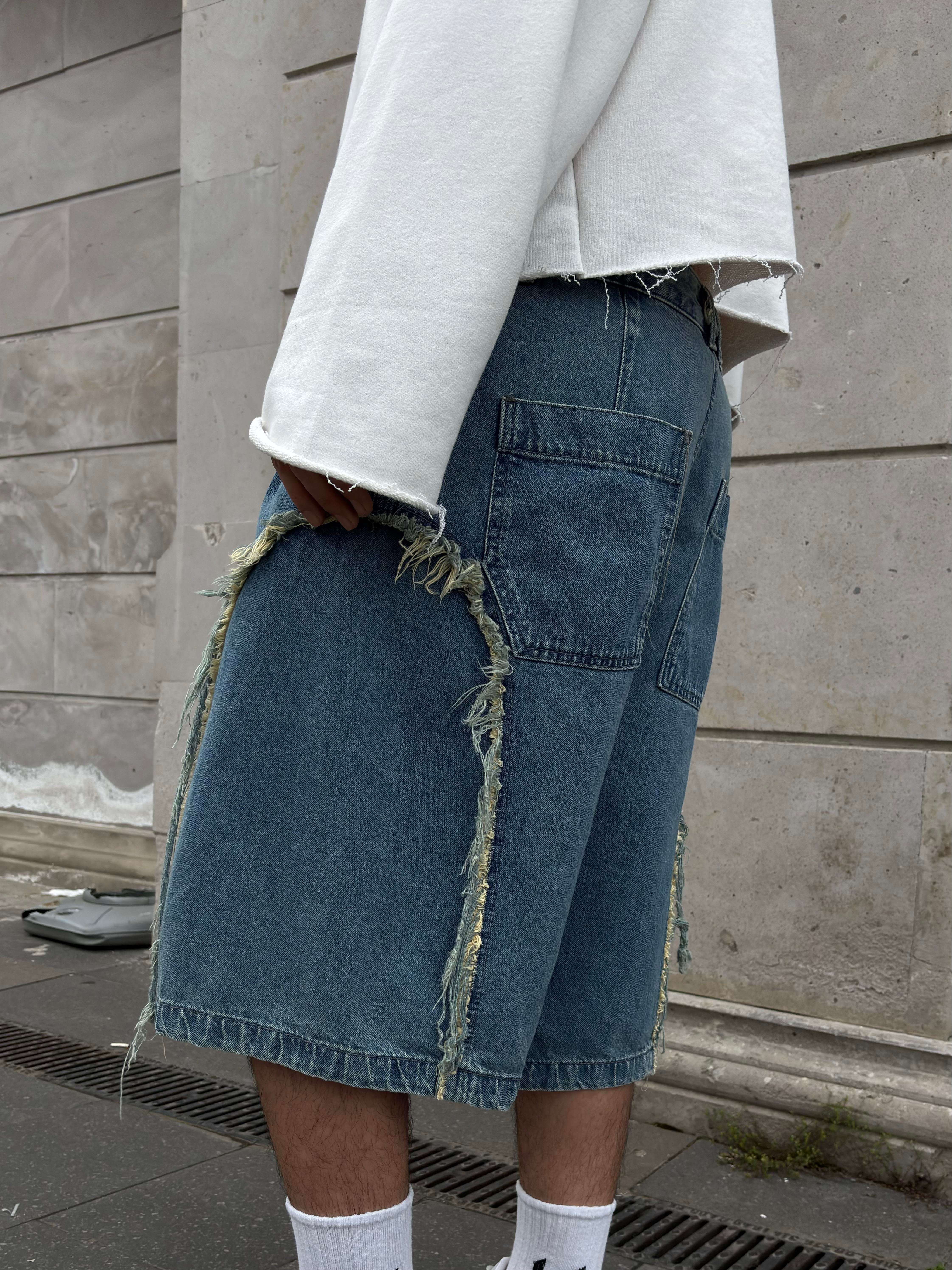 Premium Strip Tassel Denim Jorts