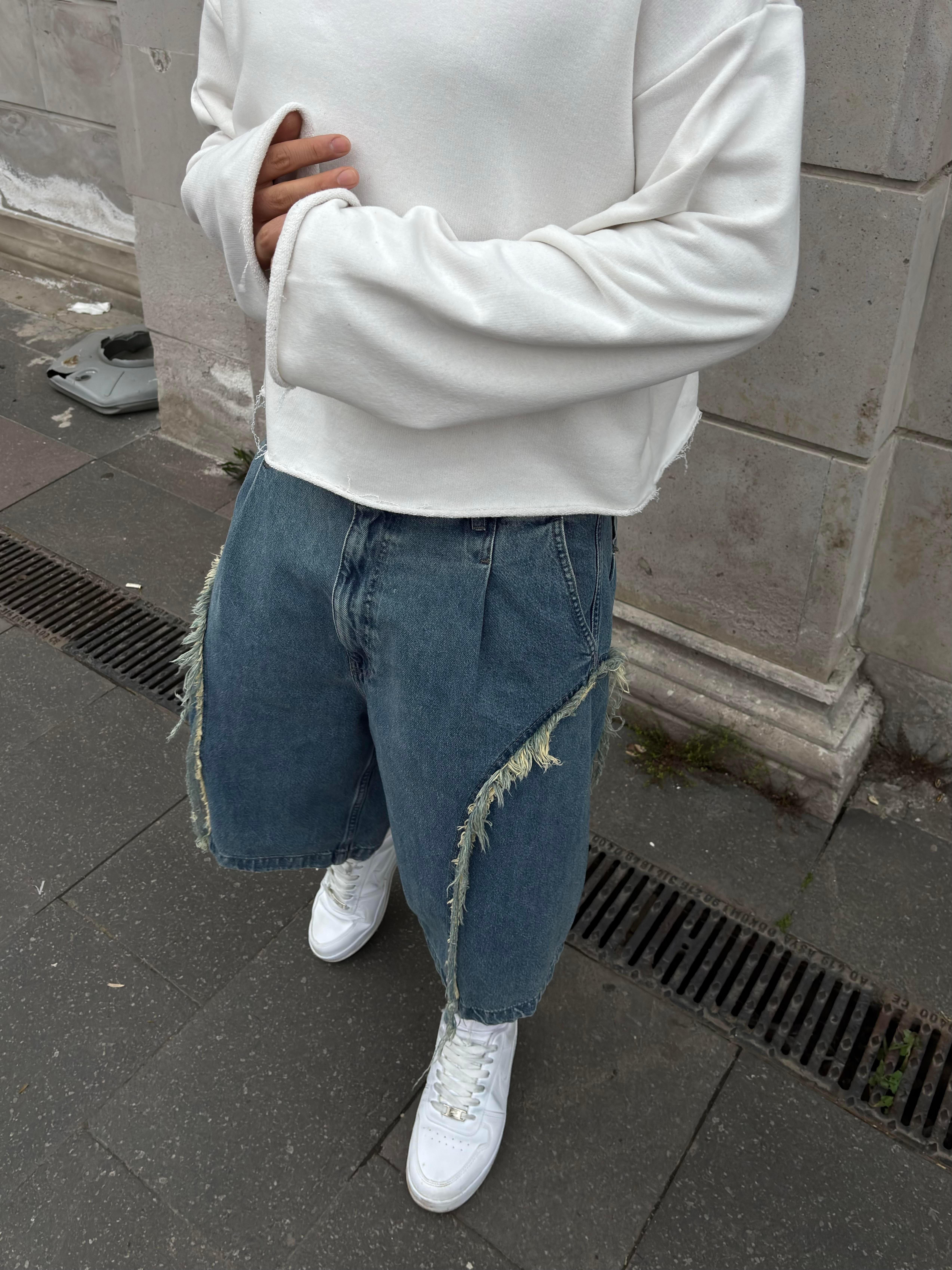 Premium Strip Tassel Denim Jorts