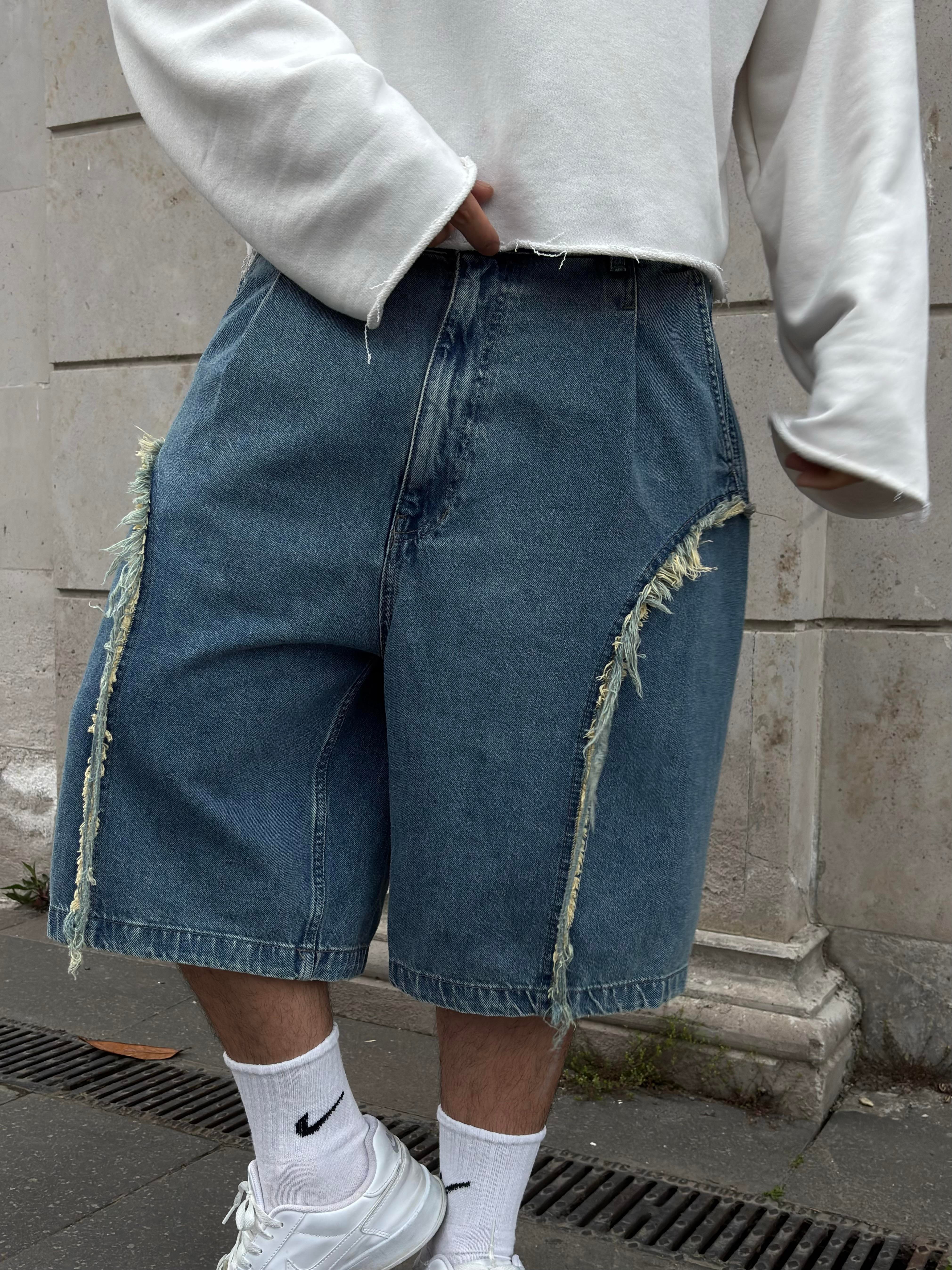 Premium Strip Tassel Denim Jorts