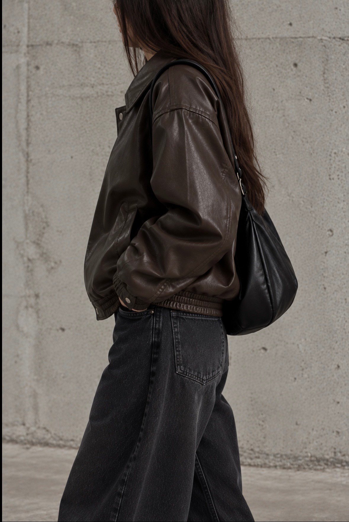 Premium Trıple Clıps Dark Brown Oversized Bomber Ceket