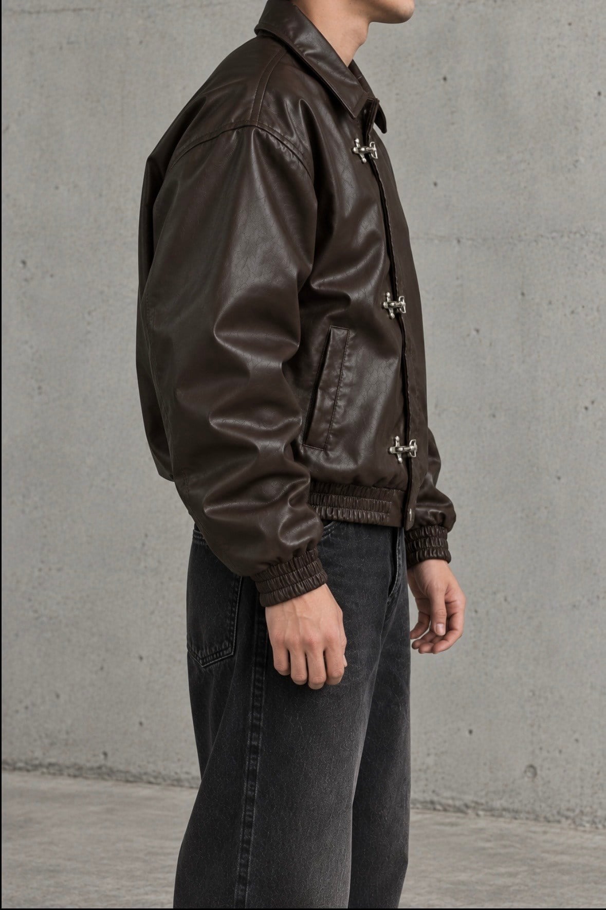 Premium Trıple Clıps Dark Brown Oversized Bomber Ceket