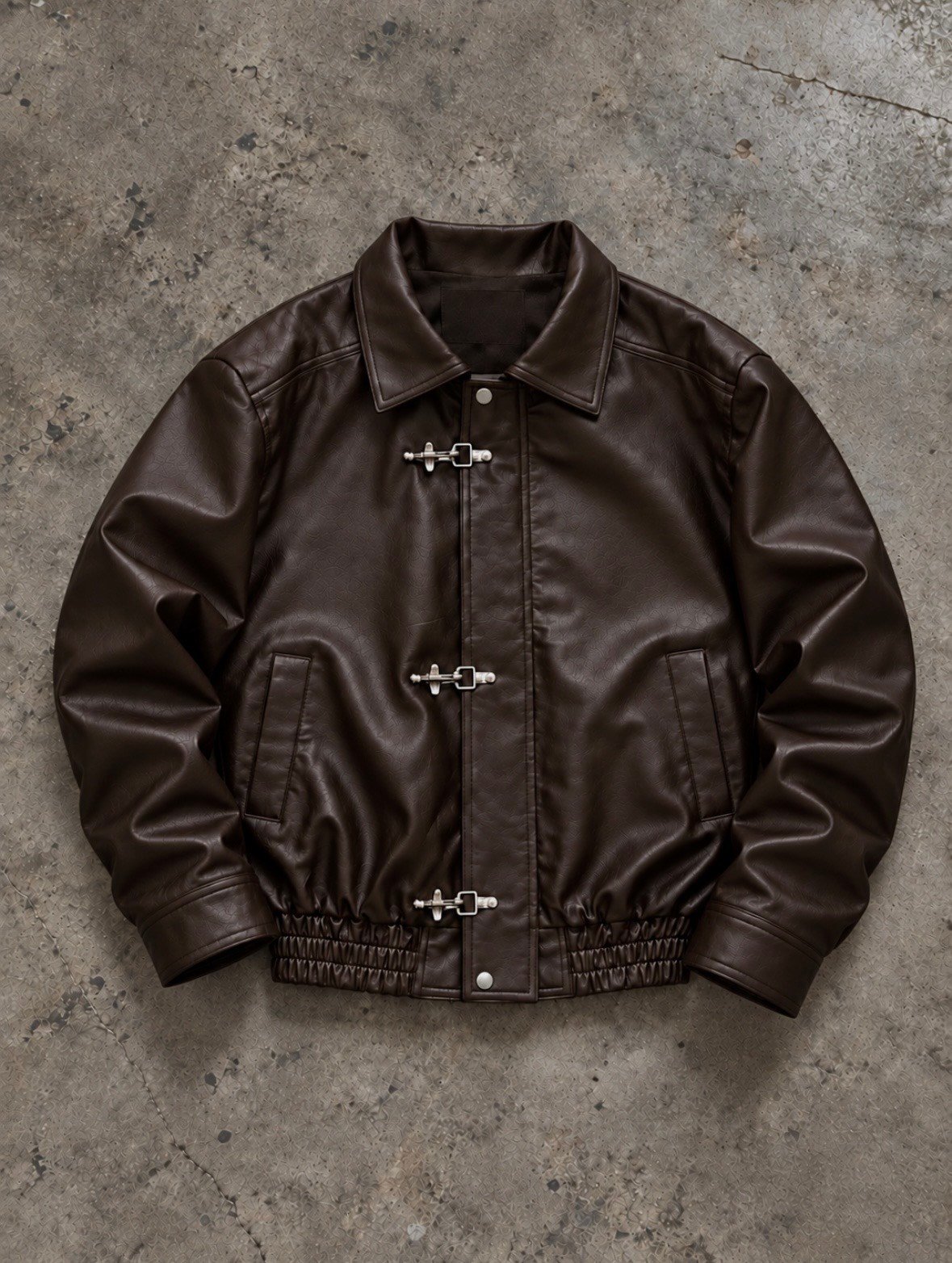 Premium Trıple Clıps Dark Brown Oversized Bomber Ceket
