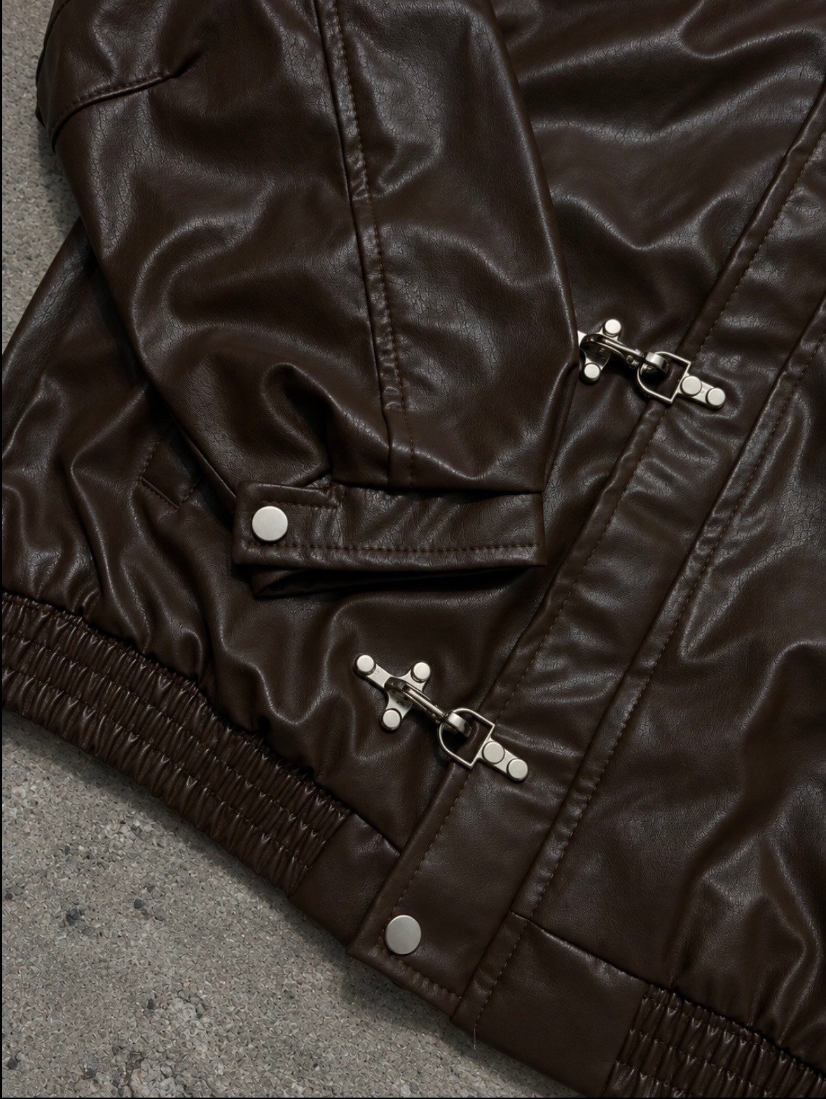 Premium Trıple Clıps Dark Brown Oversized Bomber Ceket