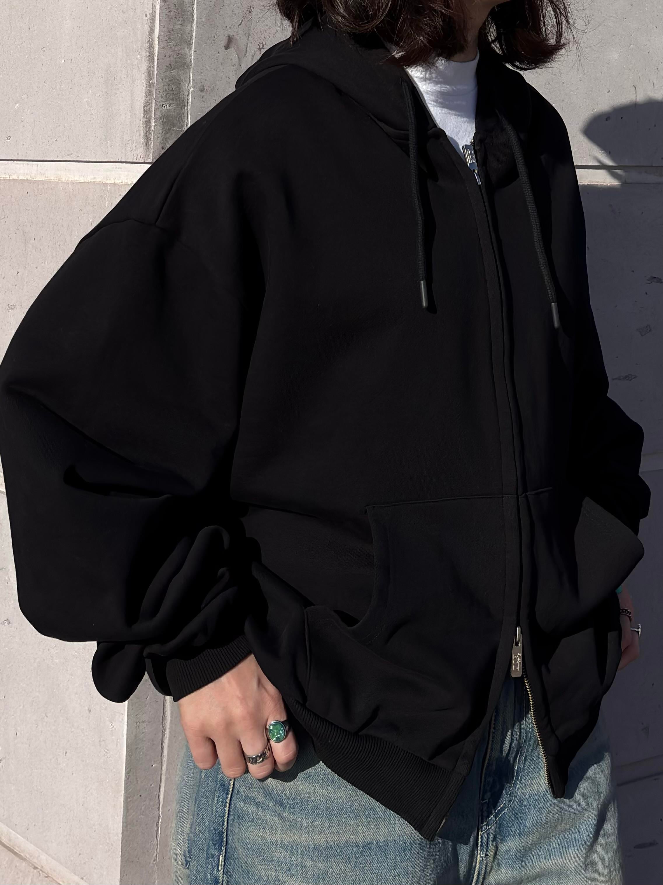Premium Two-Way Zip Black Hoodie