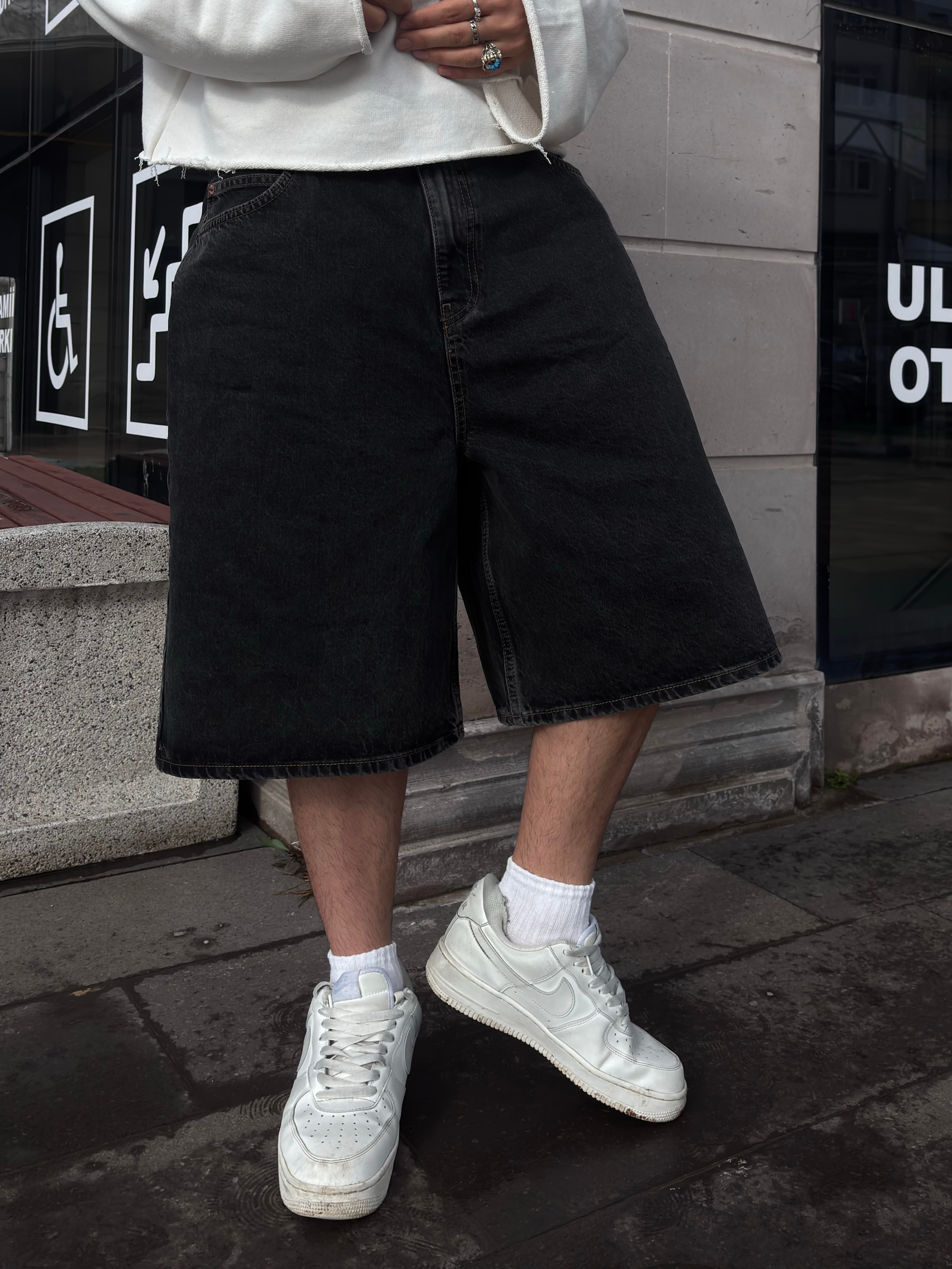 Premium Washed Black Jack Skate-Ready Shorts