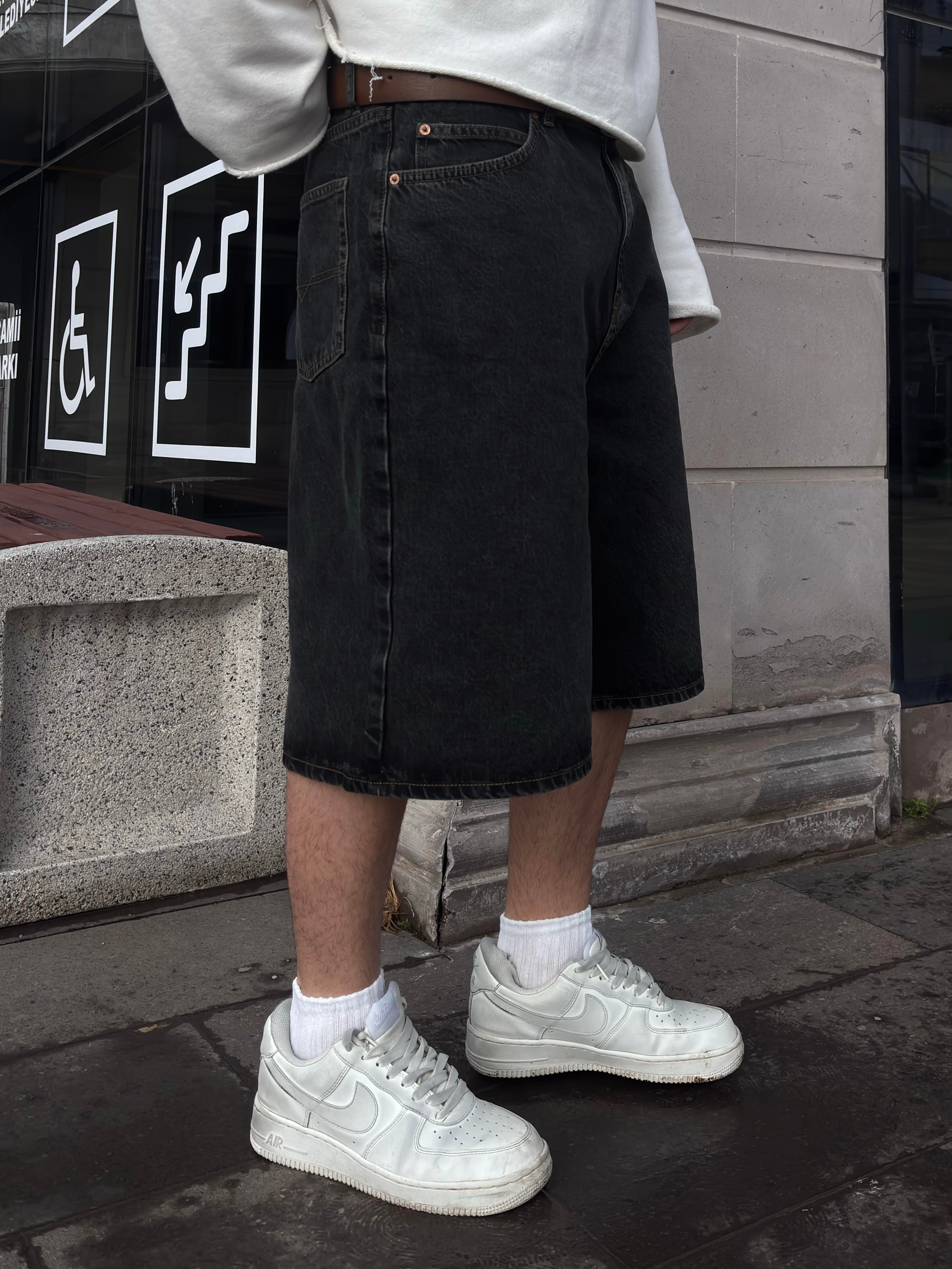 Premium Washed Black Jack Skate-Ready Shorts