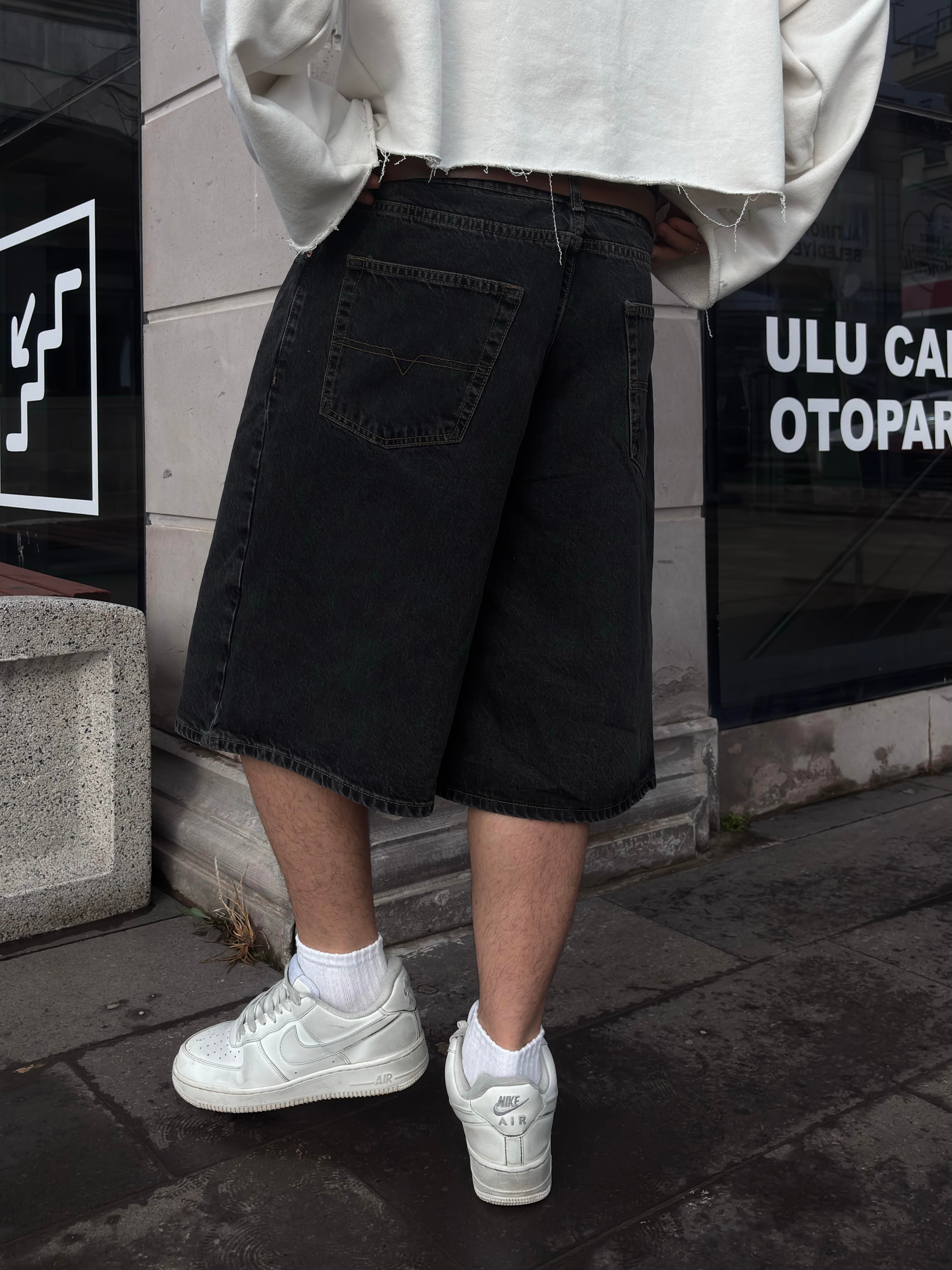 Premium Washed Black Jack Skate-Ready Shorts