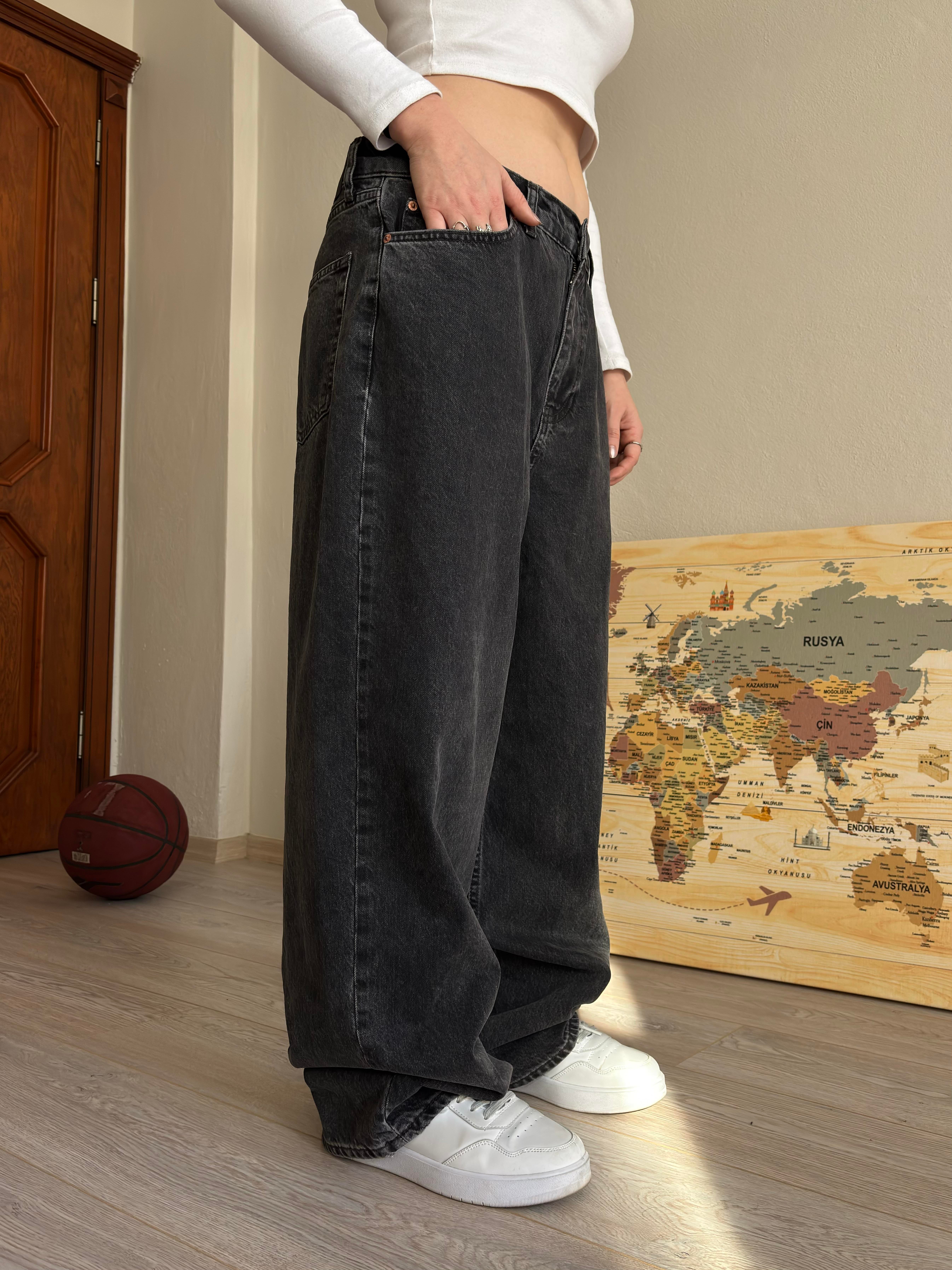 Premium Washed Black Jack Spider Baggy Jeans