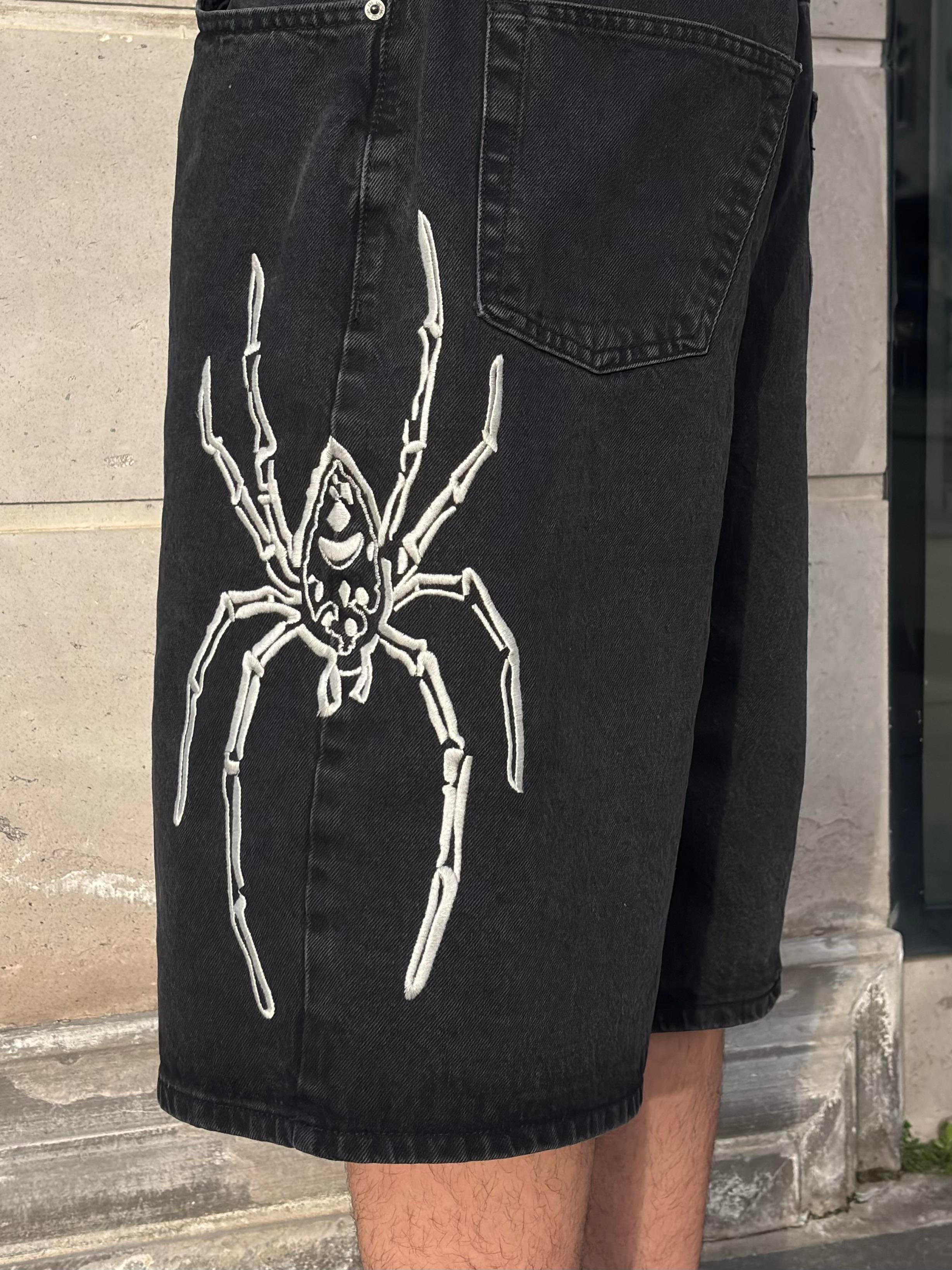 Premium Washed Jack Spider Nakışlı Jorts