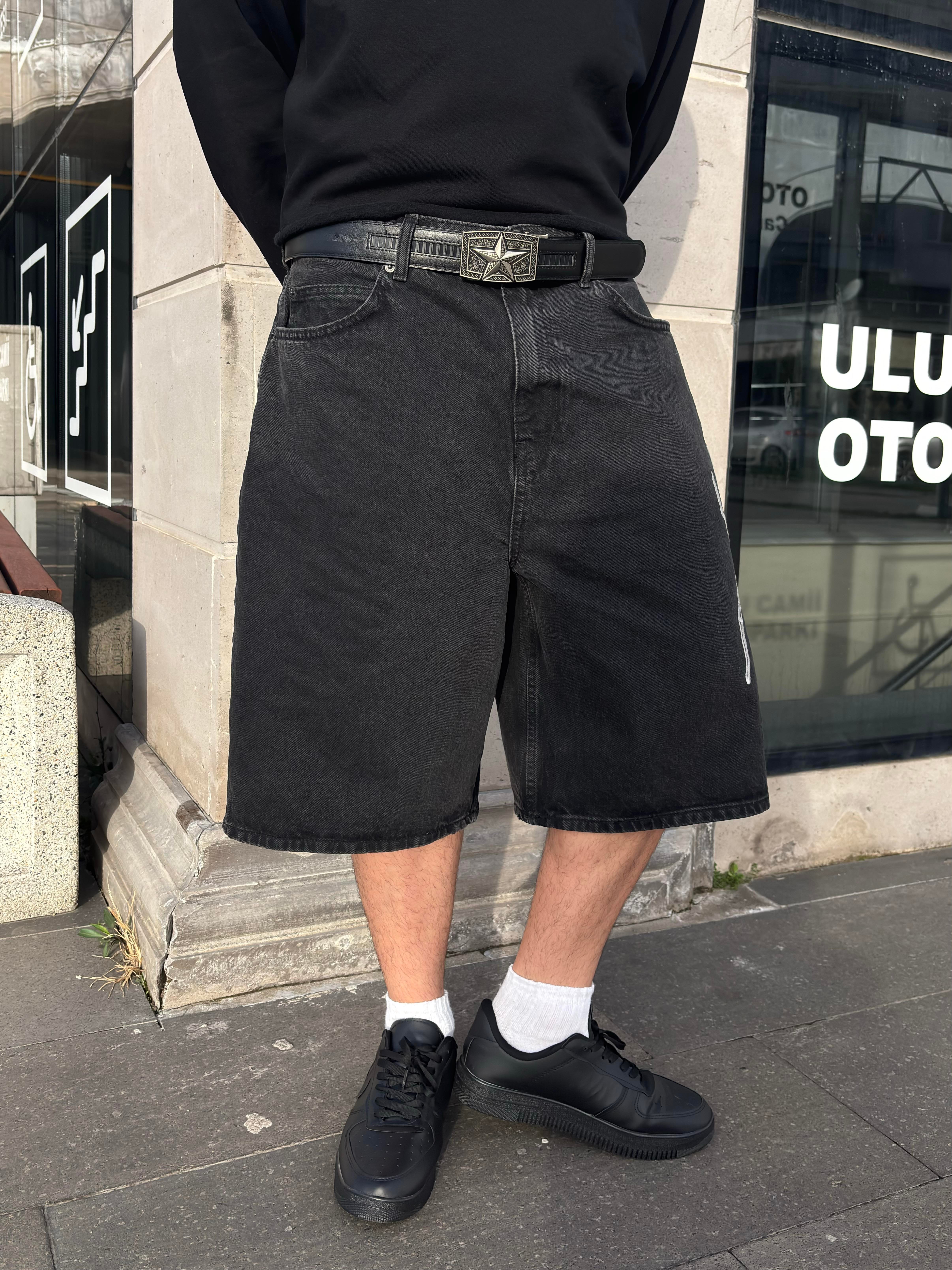 Premium Washed Jack Spider Nakışlı Jorts