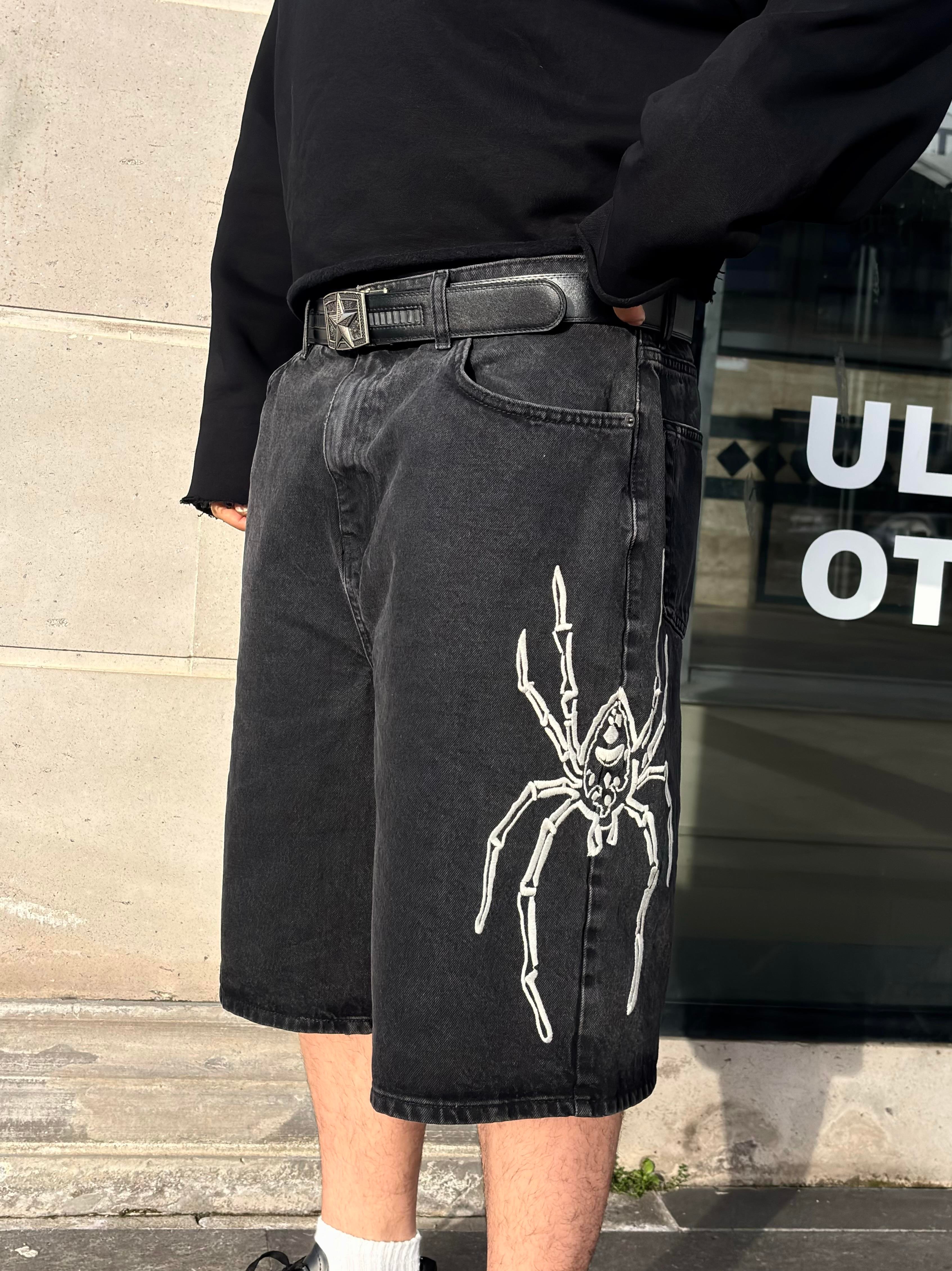 Premium Washed Jack Spider Nakışlı Jorts