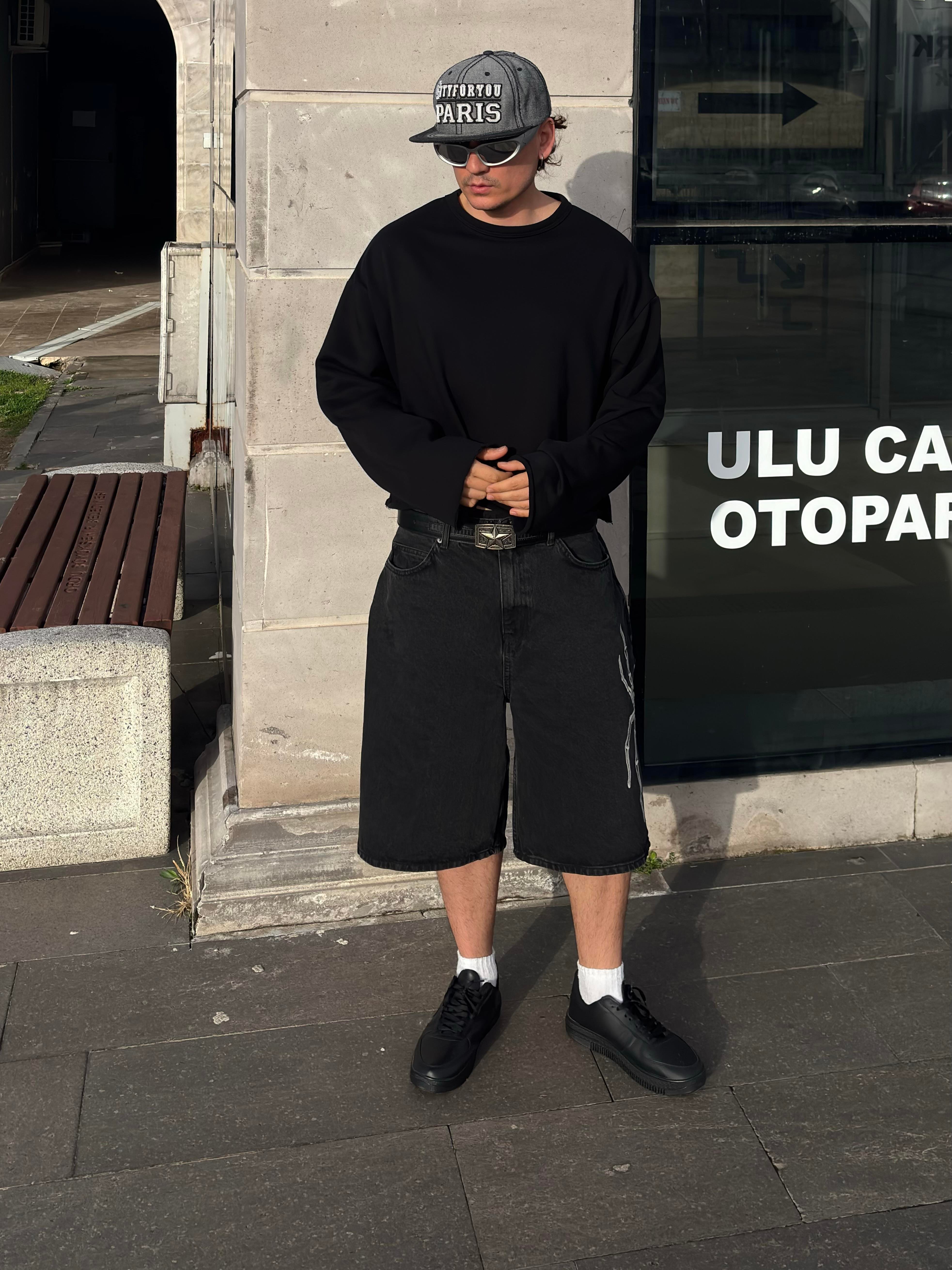 Premium Washed Jack Spider Nakışlı Jorts