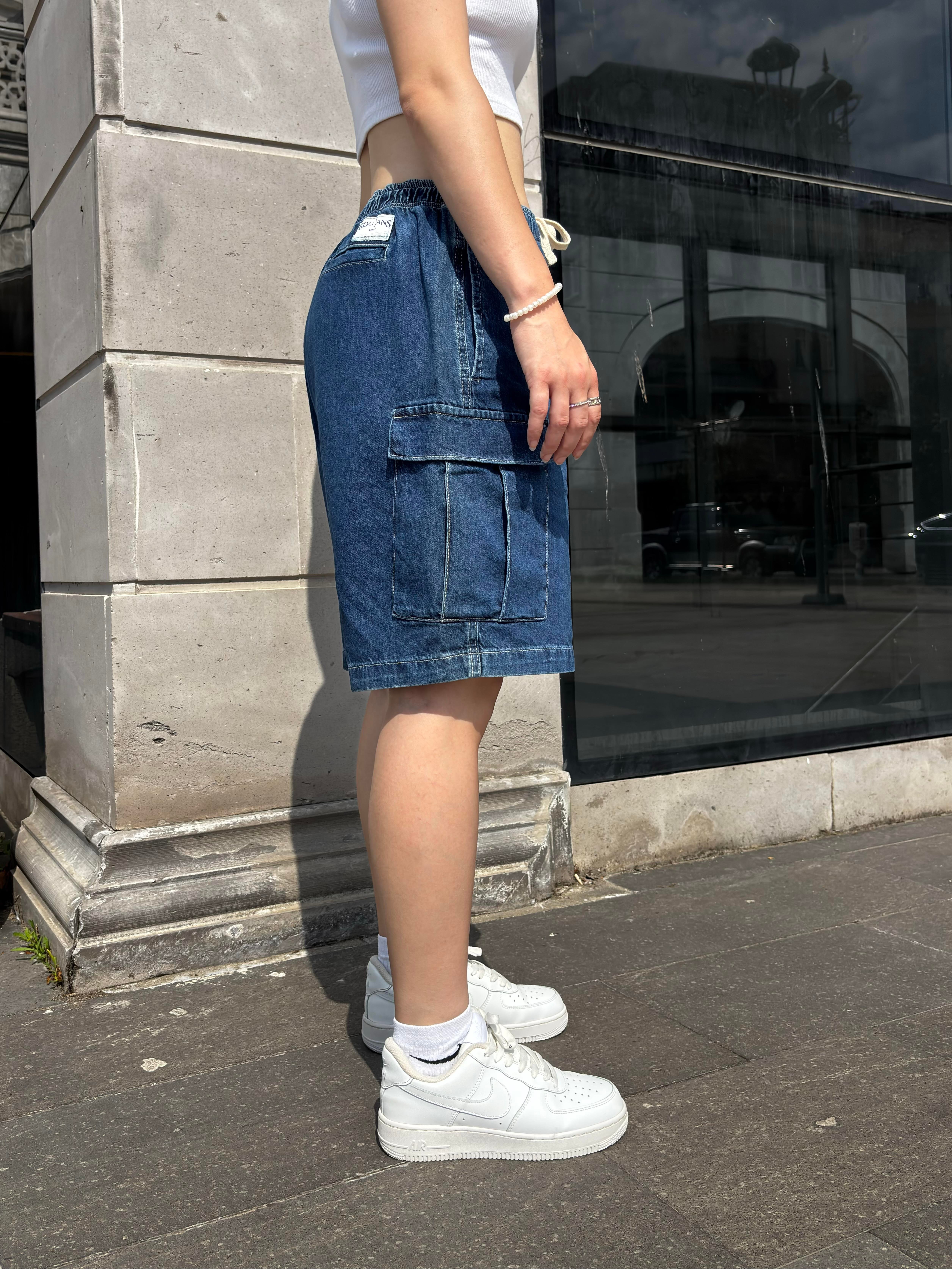 Rw Blue Denim Cargo Shorts