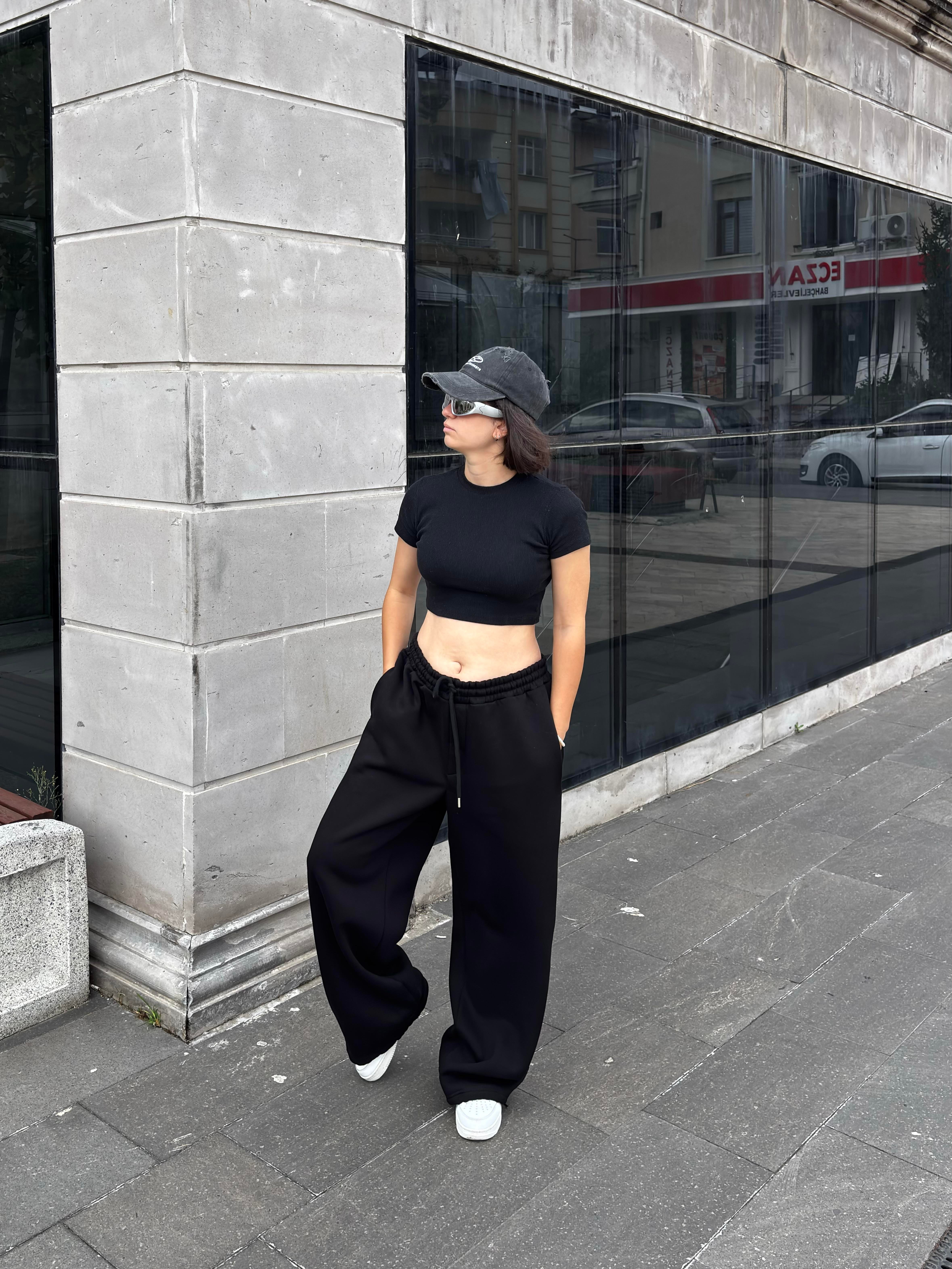 Siyah Mold Stance Baggy  Ayarlanabilir Eşofman