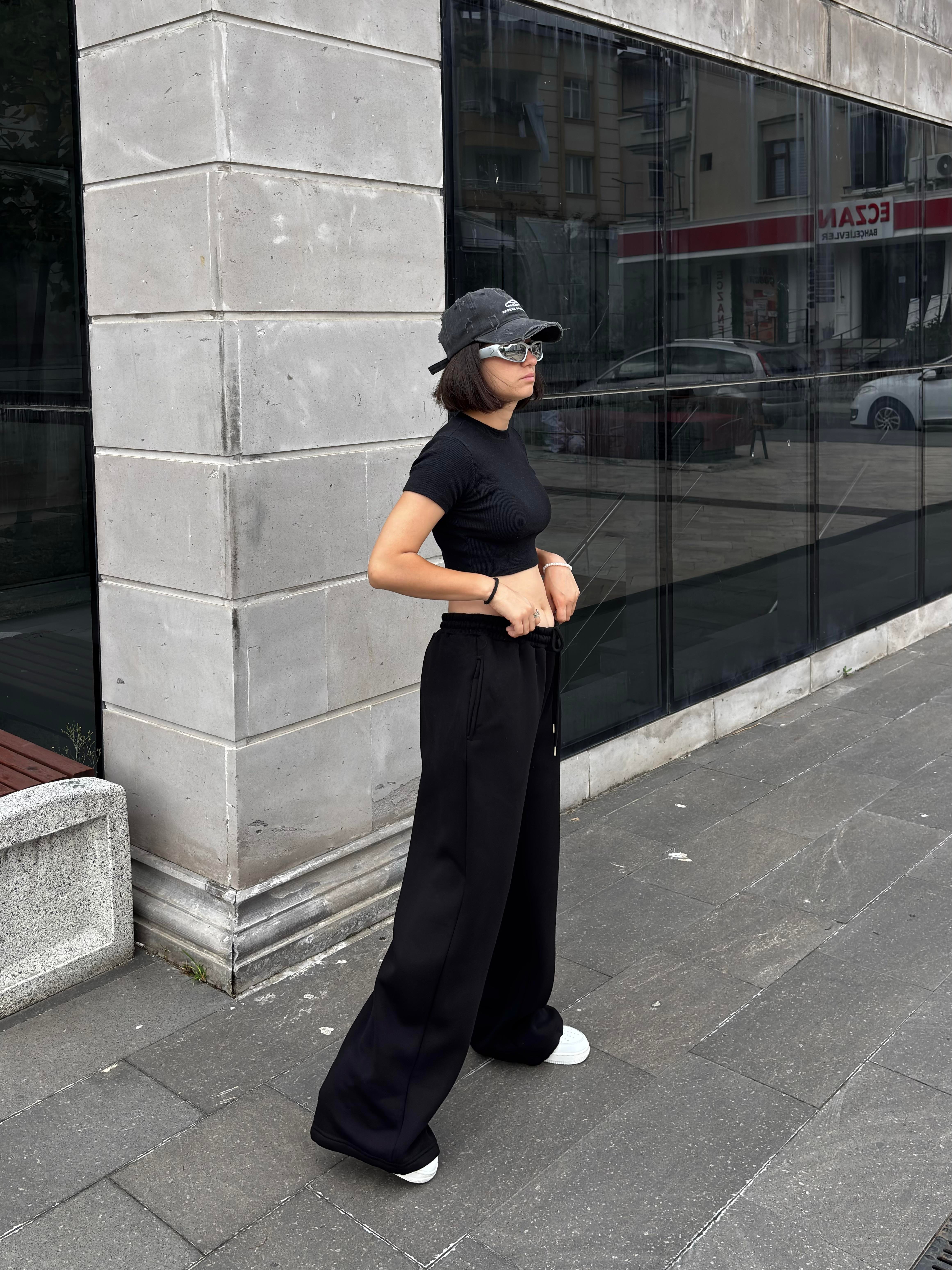 Siyah Mold Stance Baggy  Ayarlanabilir Eşofman