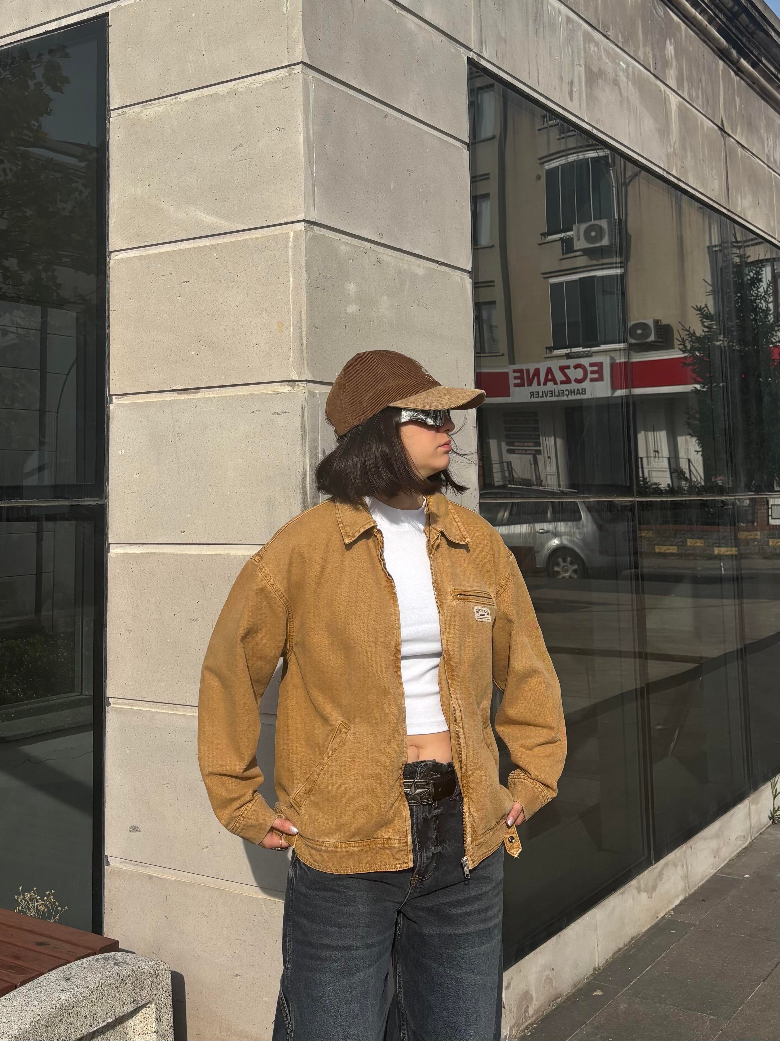 Unlined Camel Dex Detroit Borg-Lined Workwear Jacket