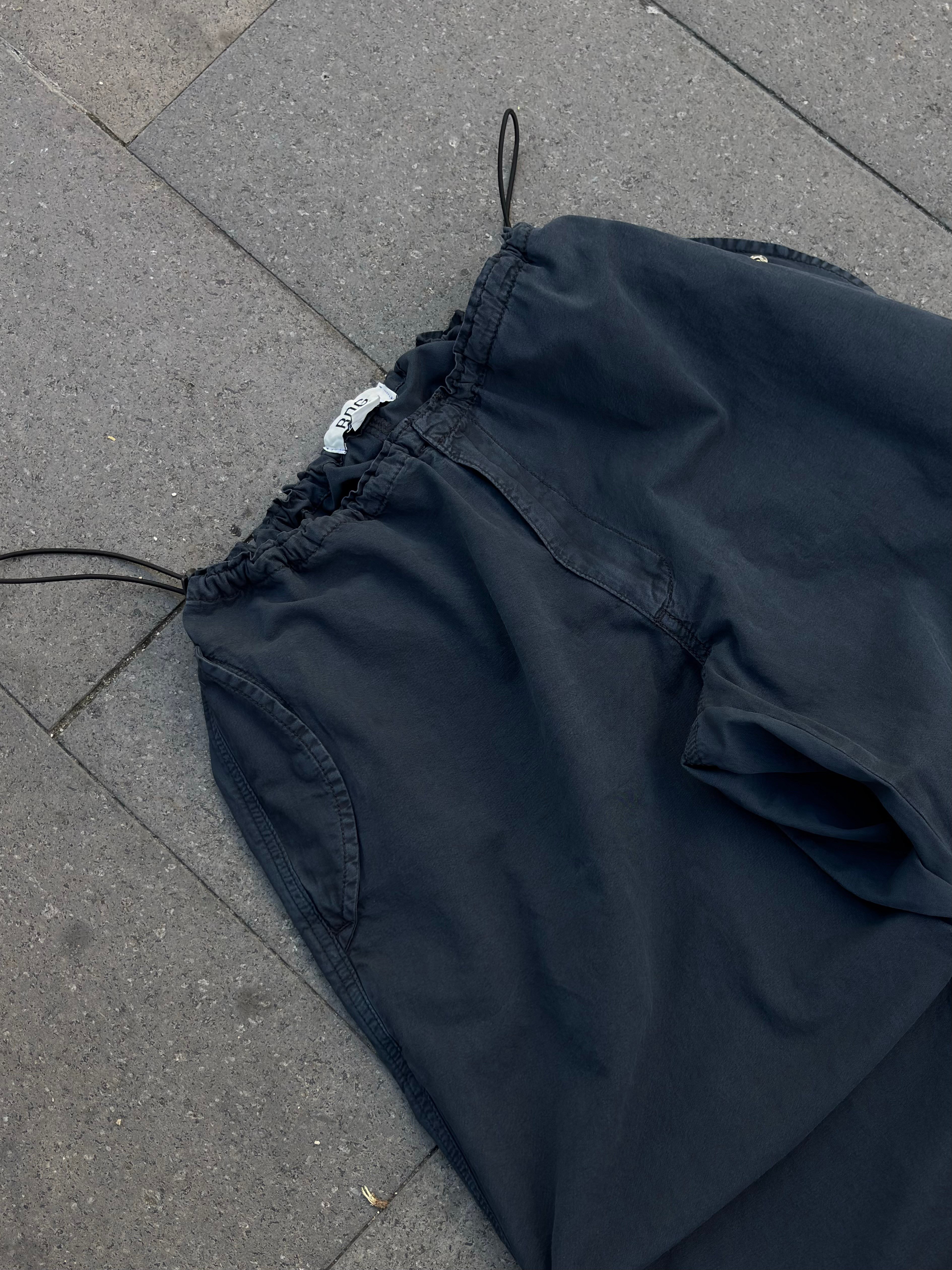 Washed Black Baggy Tech Ayarlanabilir Pants