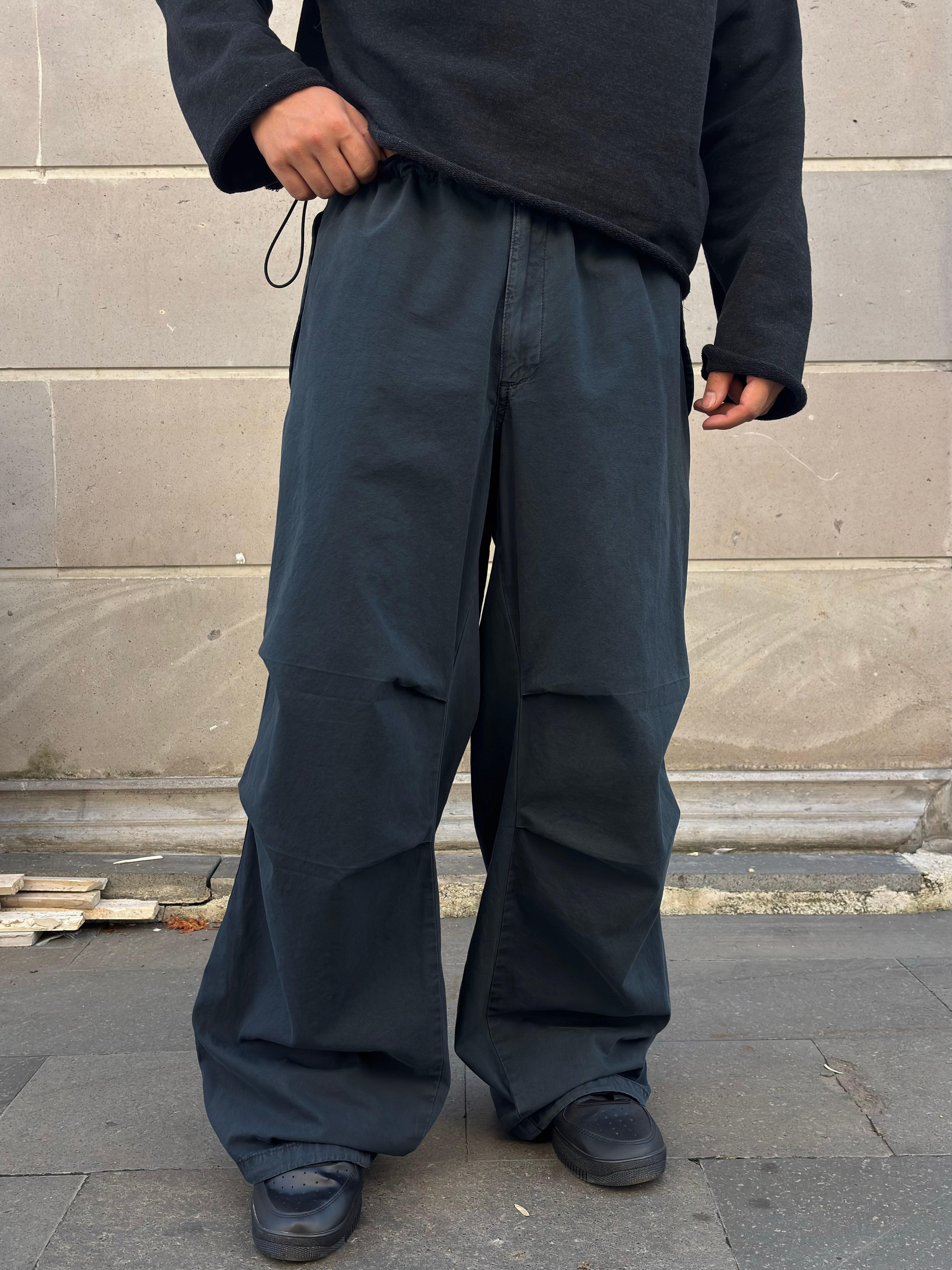 Washed Black Baggy Tech Ayarlanabilir Pants