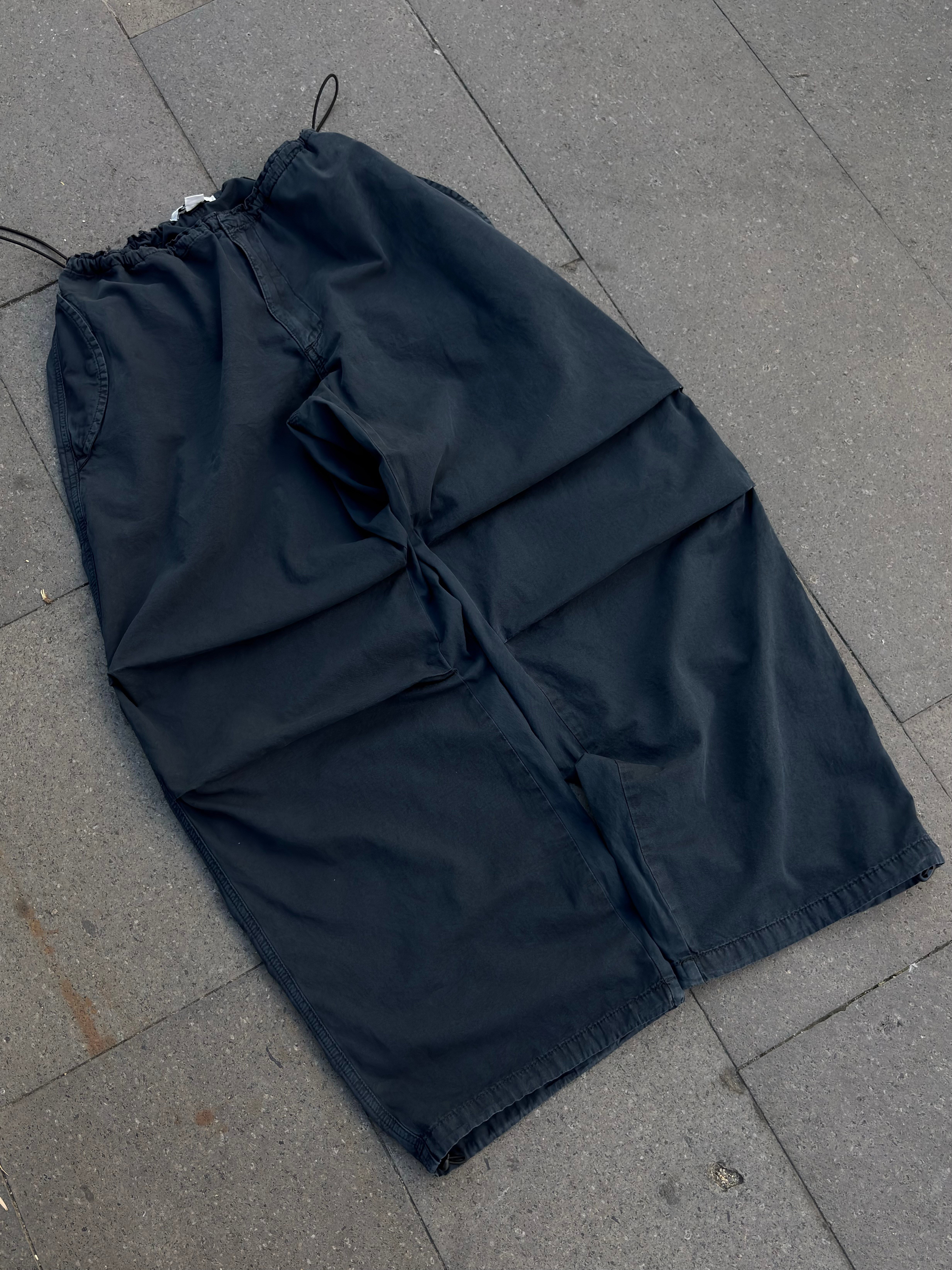 Washed Black Baggy Tech Ayarlanabilir Pants