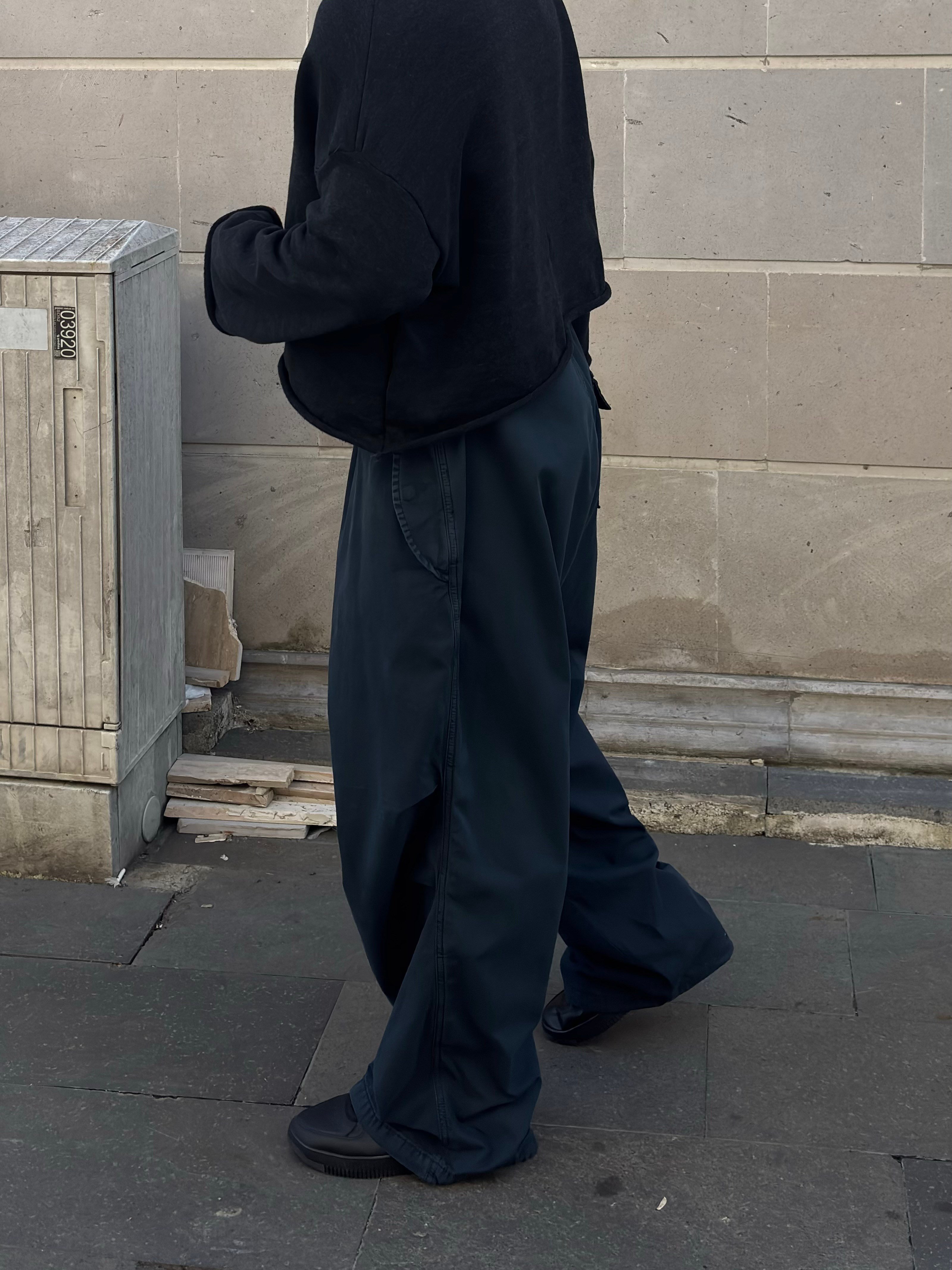Washed Black Baggy Tech Ayarlanabilir Pants