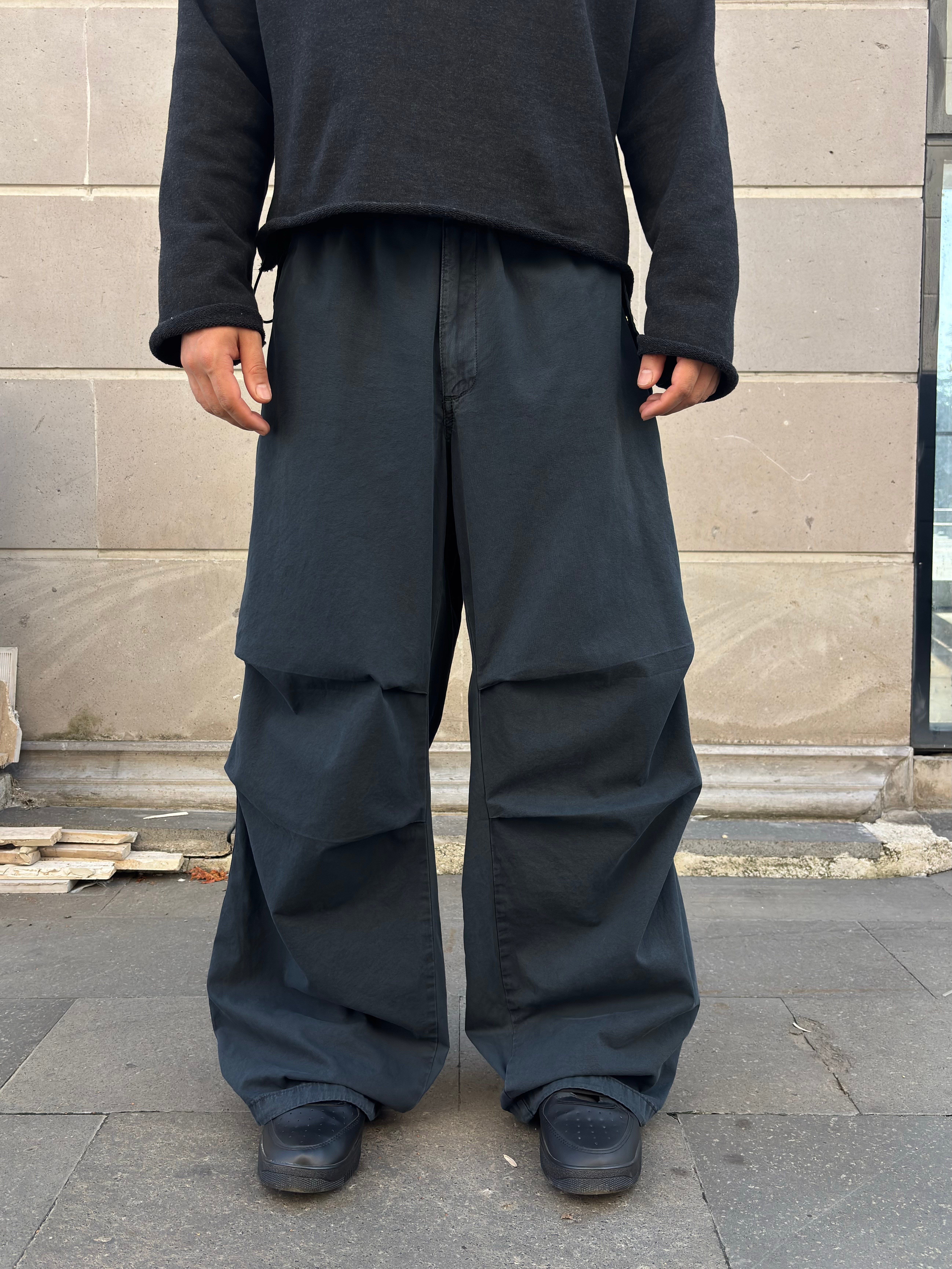 Washed Black Baggy Tech Ayarlanabilir Pants
